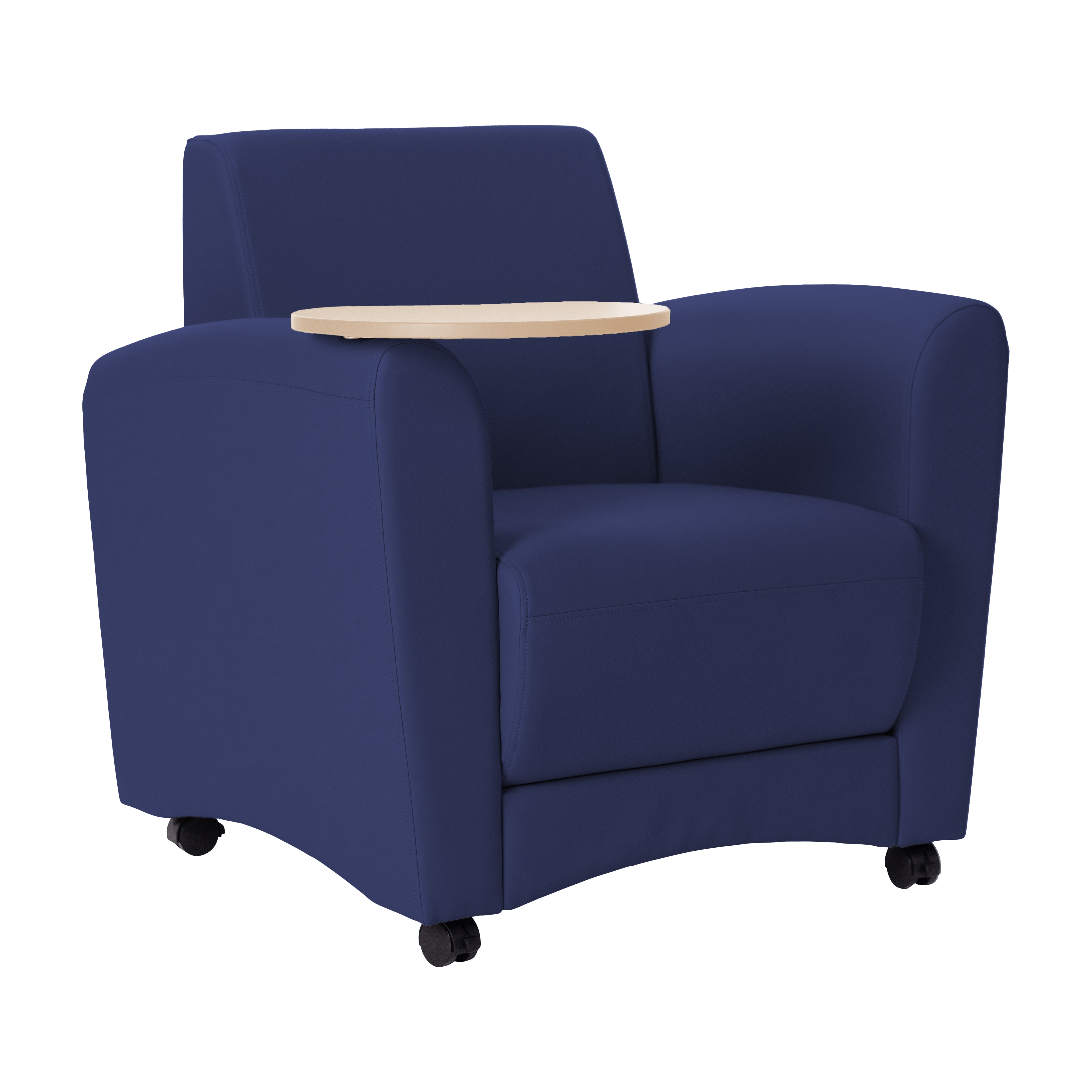 Pro Series Upholstered Common Area Chair with Tablet - Navy/Maple Grain