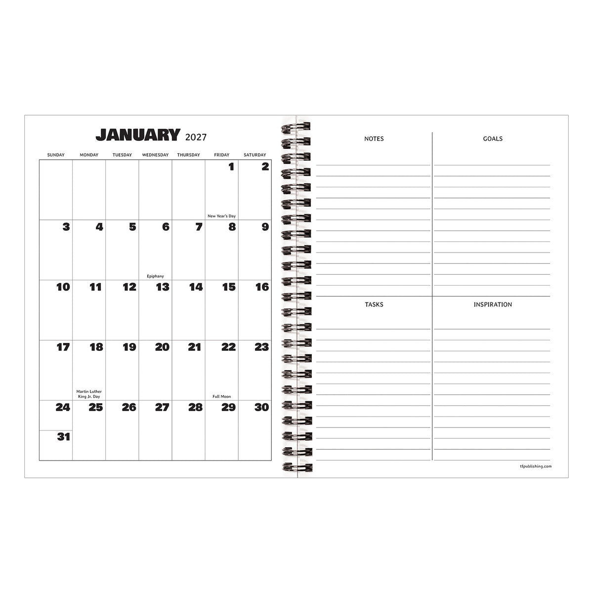 2027 BLK MEDIUM WK MONTHLY PLANNER