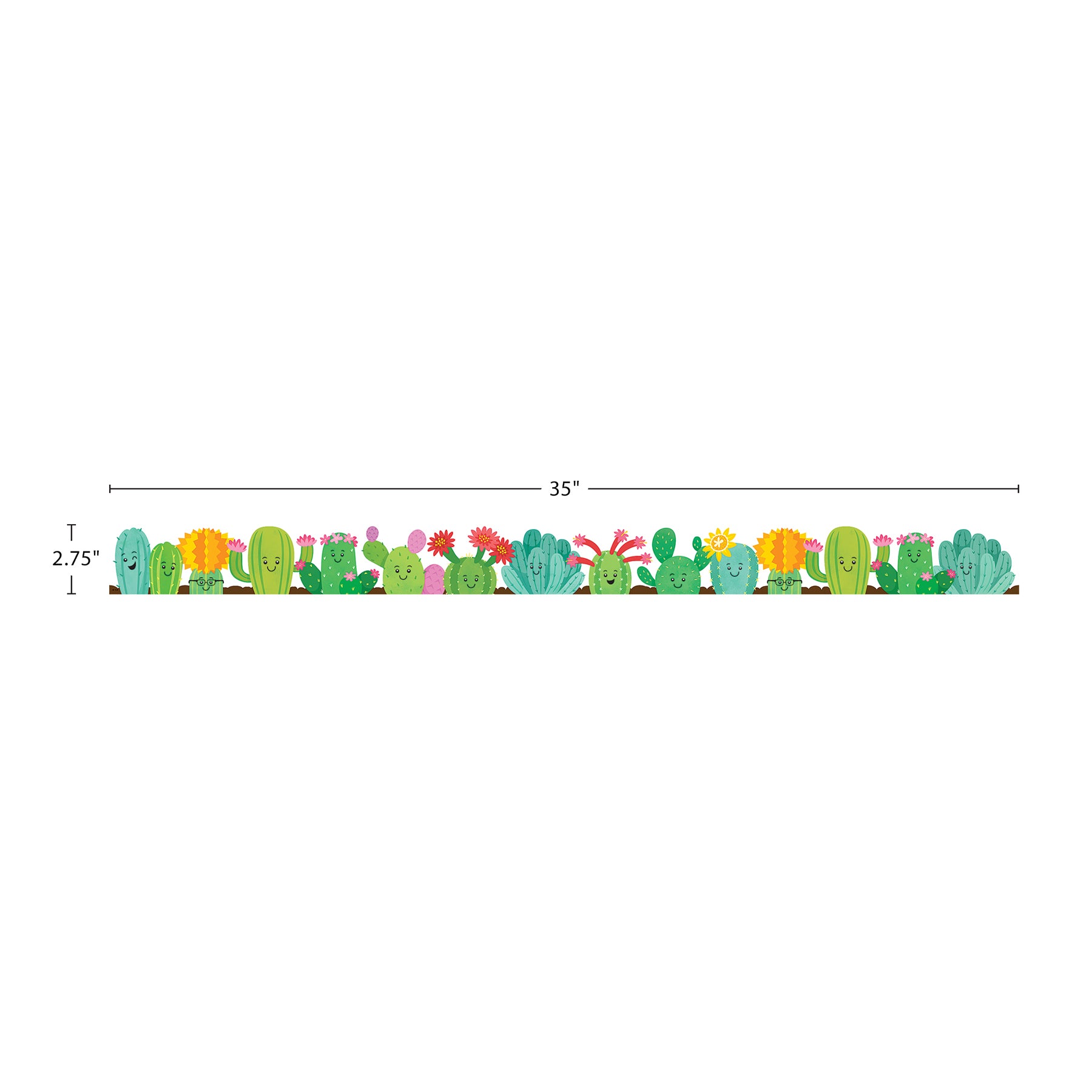 Happy Cactus Crew Die-Cut Border Trim, 35 Feet