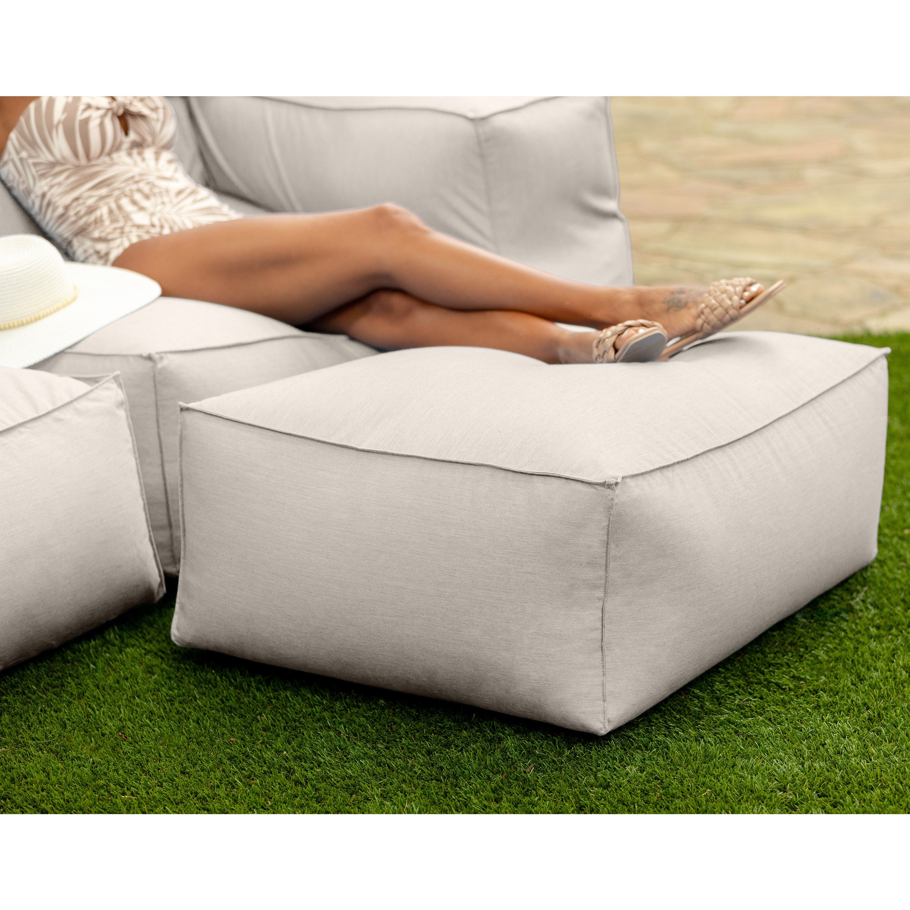 Baya Outdoor Ottoman - Sunbrella, Silver
