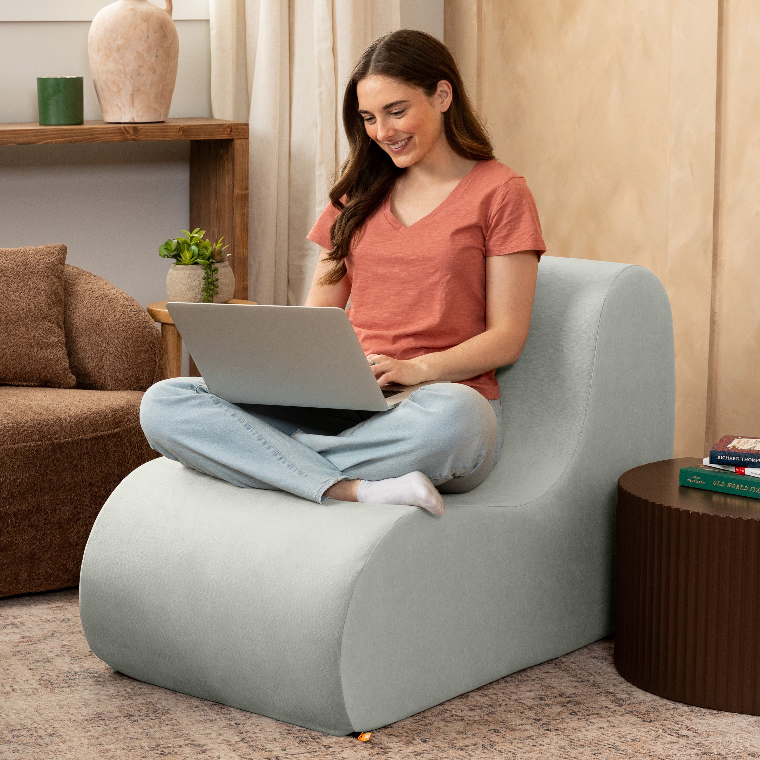Jaxx Uptown Large Modern Armless Accent Chair, Ice