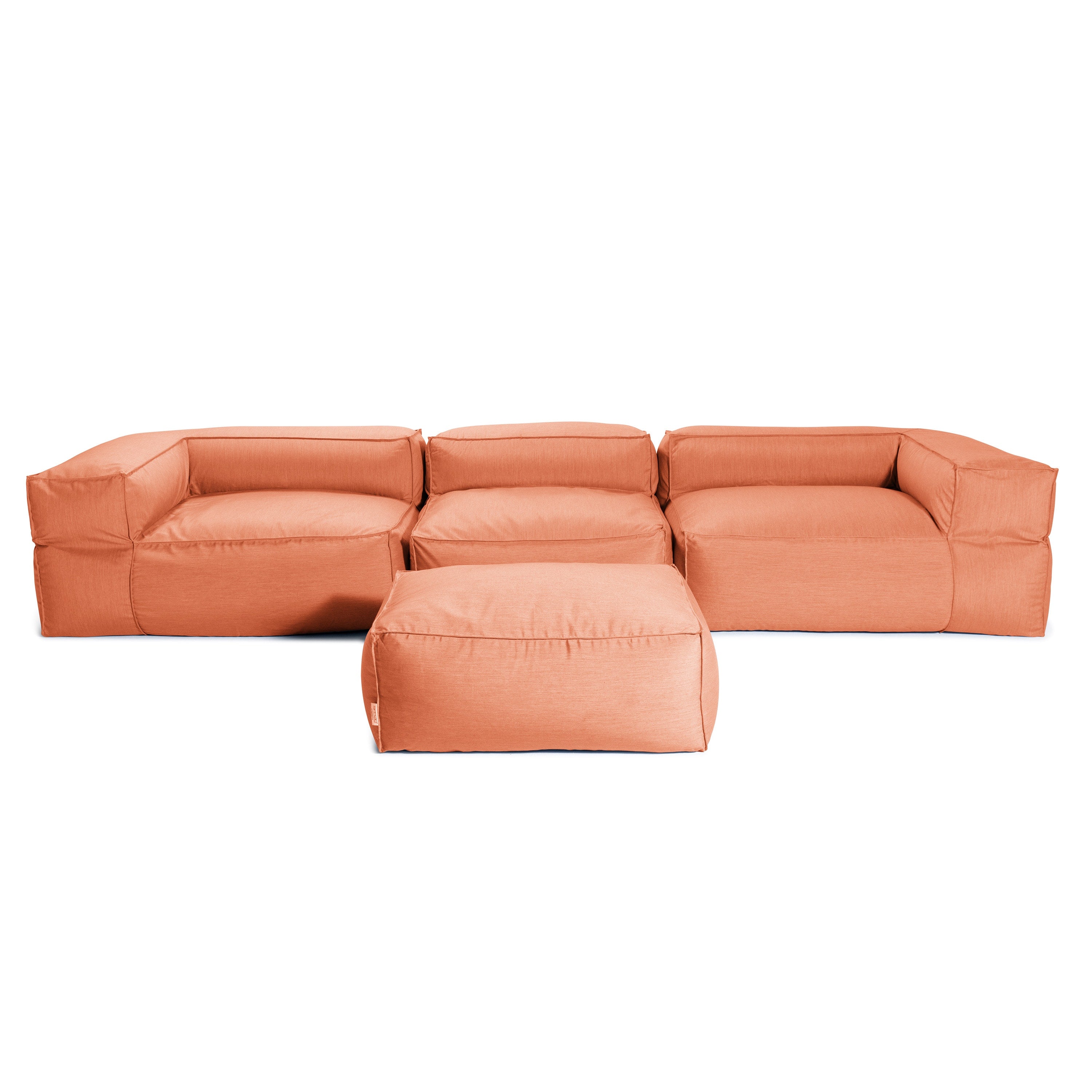 Baya 4 Piece Outdoor Sofa with Ottoman - Luxurious European Style Soft Seating, Coral