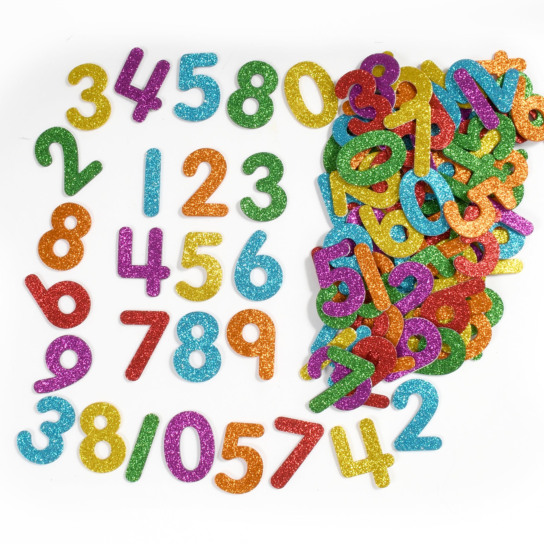 Glitter Foam Stickers - Numbers - Multicolor - Pack of 120
