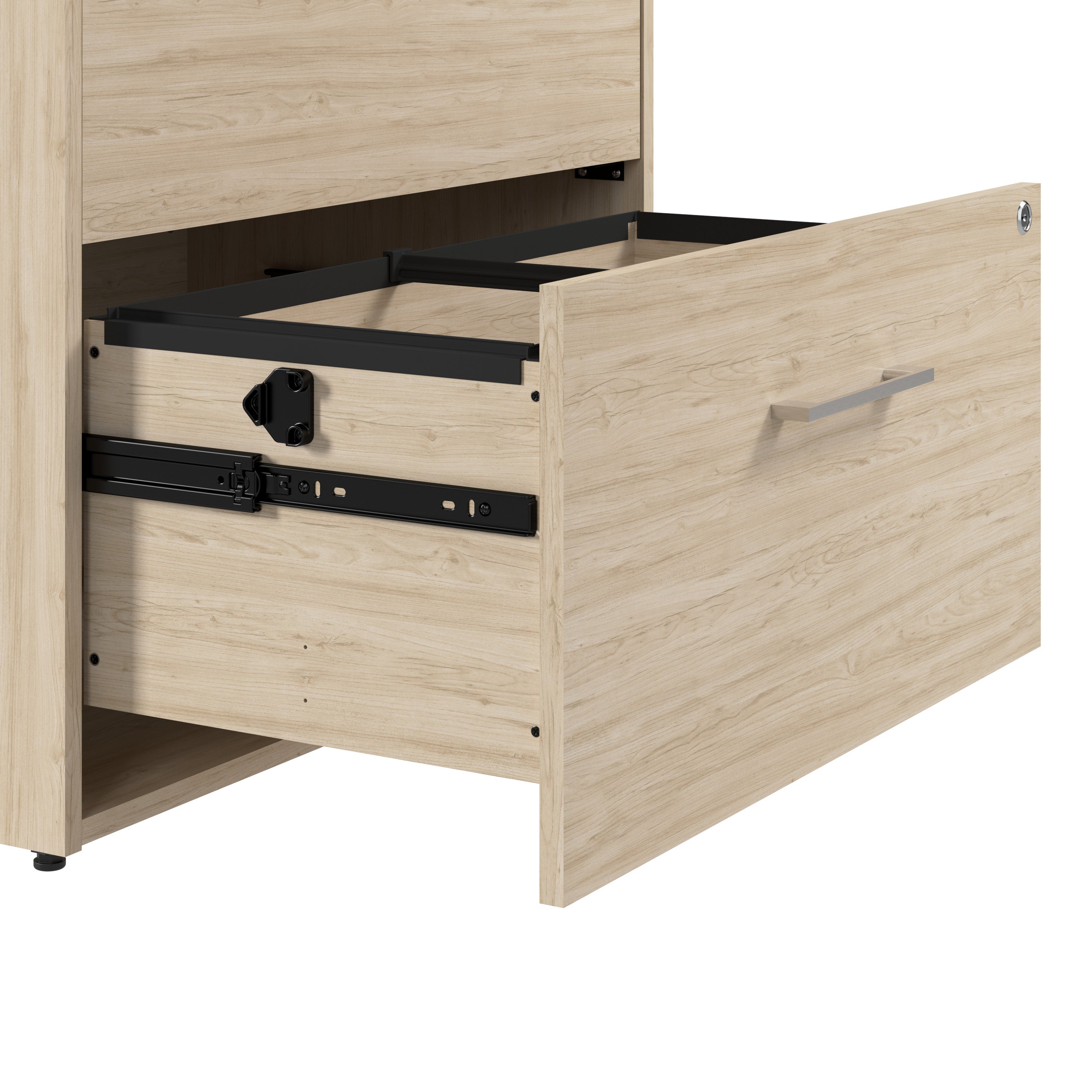 Bush Business Furniture Hustle 2 Drawer Lateral File Cabinet with Lock in Natural Elm - Assembled - 29.65" Width x 19.61" Depth x 30" Height