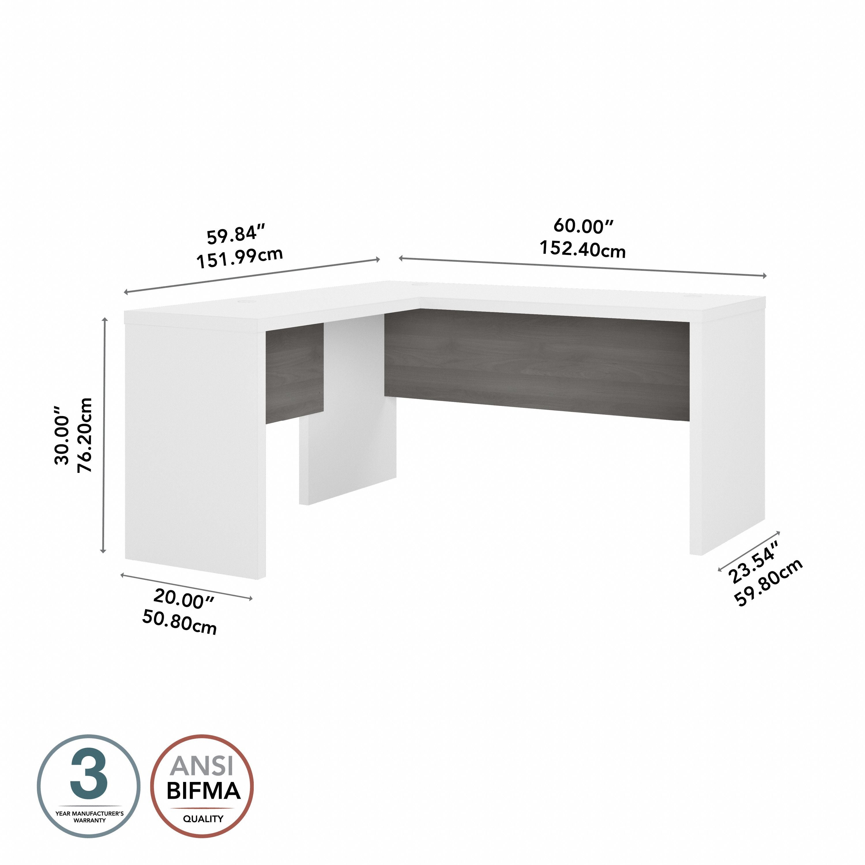 Bush Business Furniture Echo L Shaped Desk in Pure White and Modern Gray - 60" Width x 59.84" Depth x 30" Height