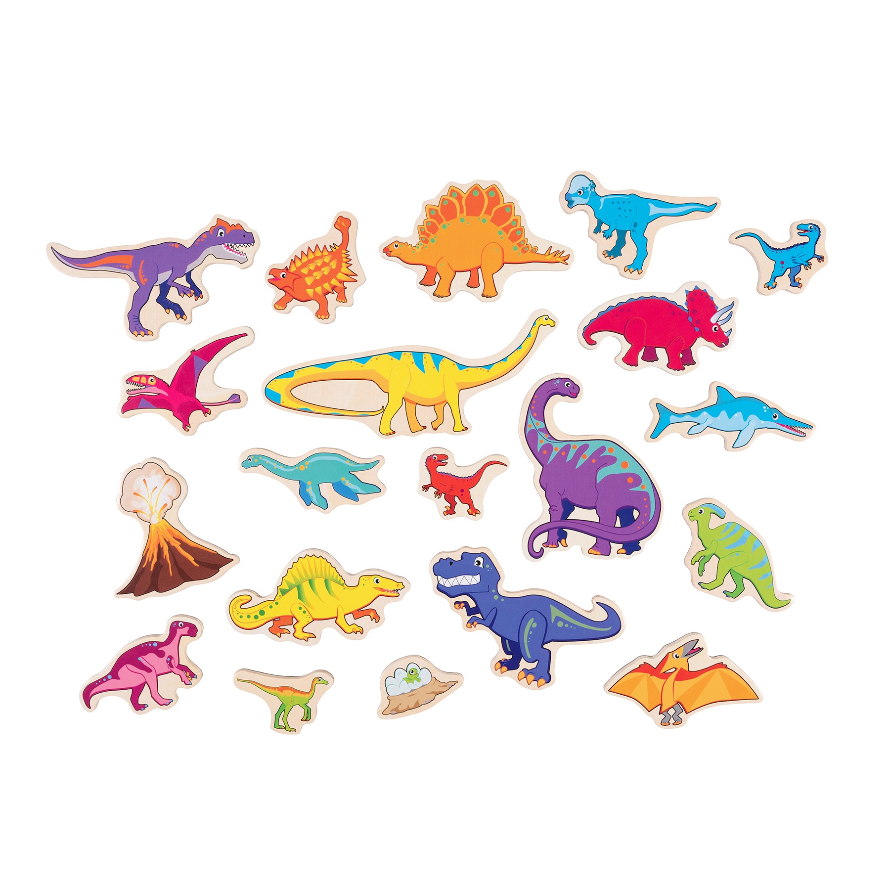 Wooden Magnets - Dinosaurs - Set of 20