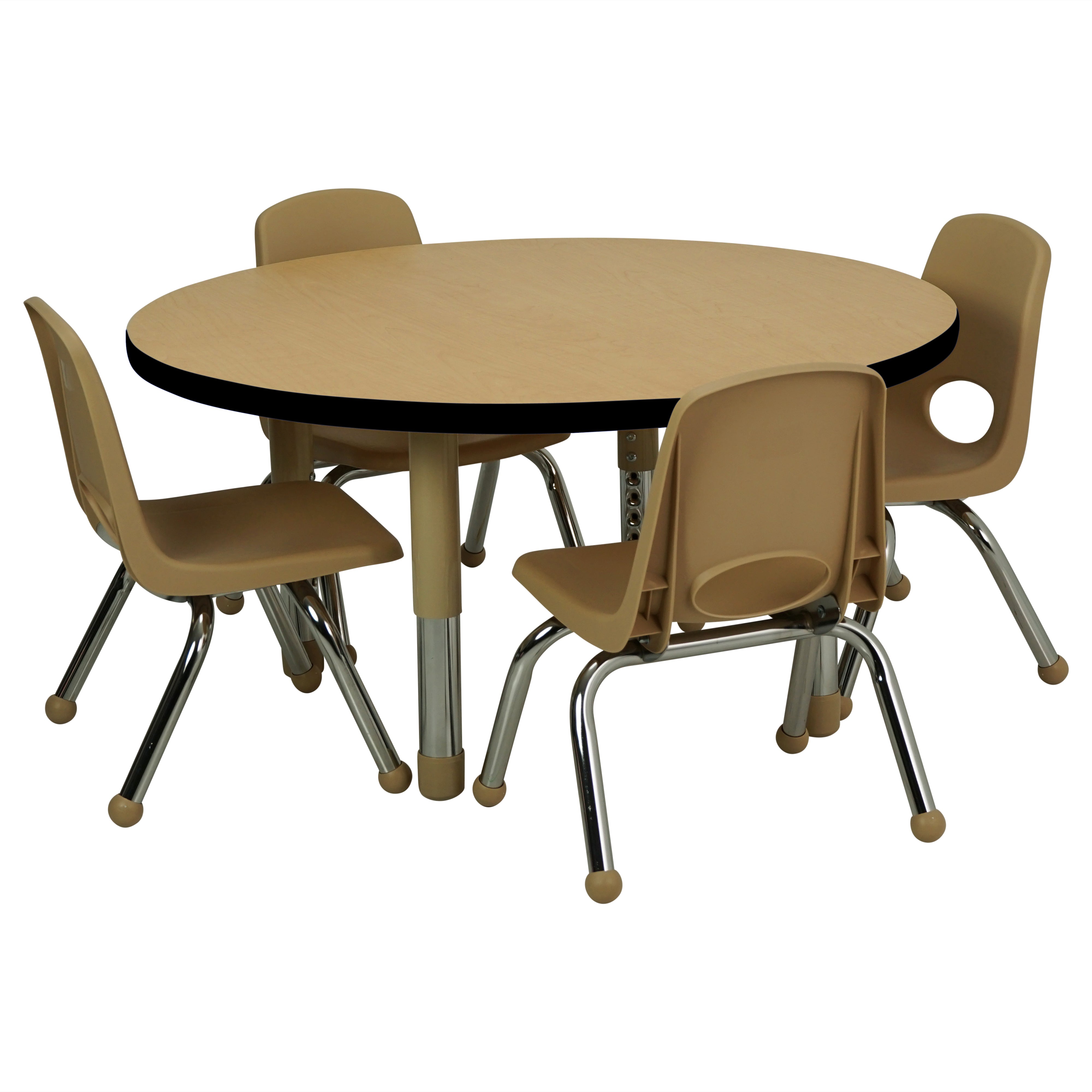 36" Round T-Molding Activity Table with Adjustable Tiny Tot Legs - Maple/Black/Sand