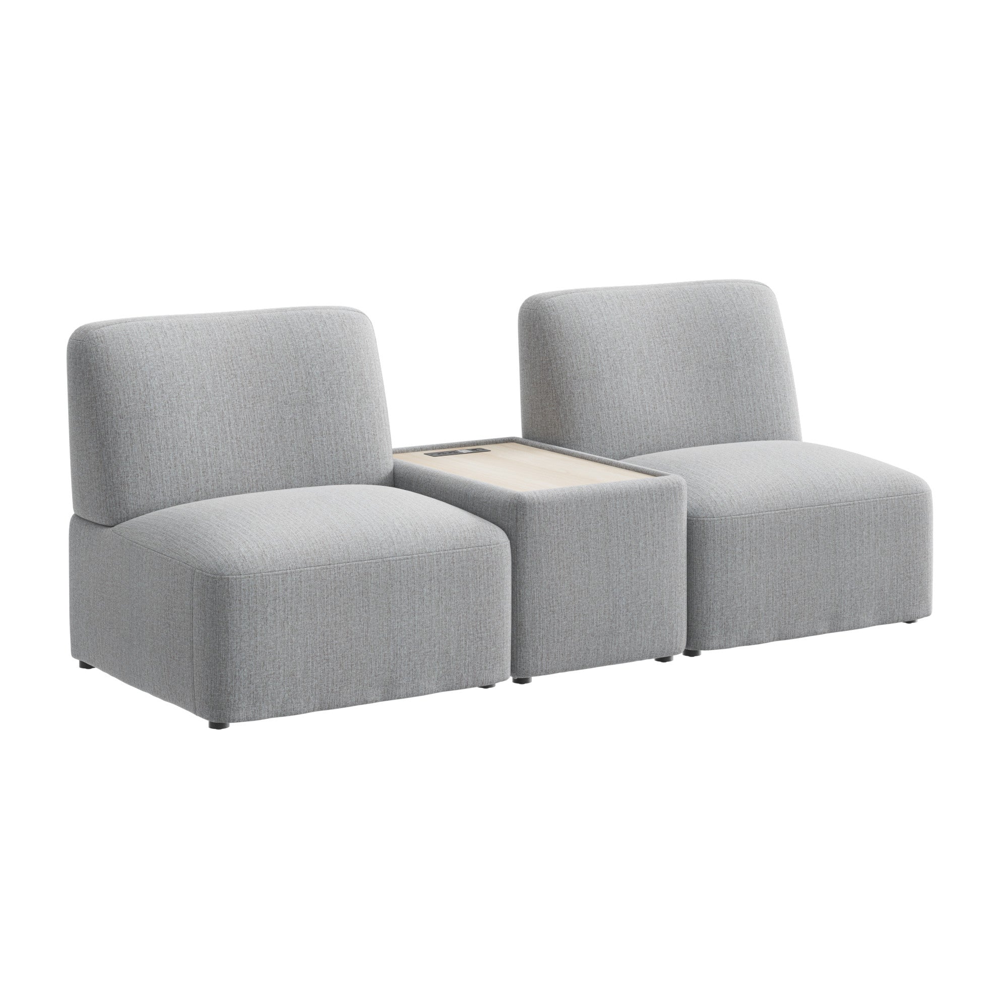 Bush Business Furniture Assemble Modular 2 Seater Sectional with Charging Station in Fog Fabric - 79.92" Width x 30.51" Depth x 29.92" Height