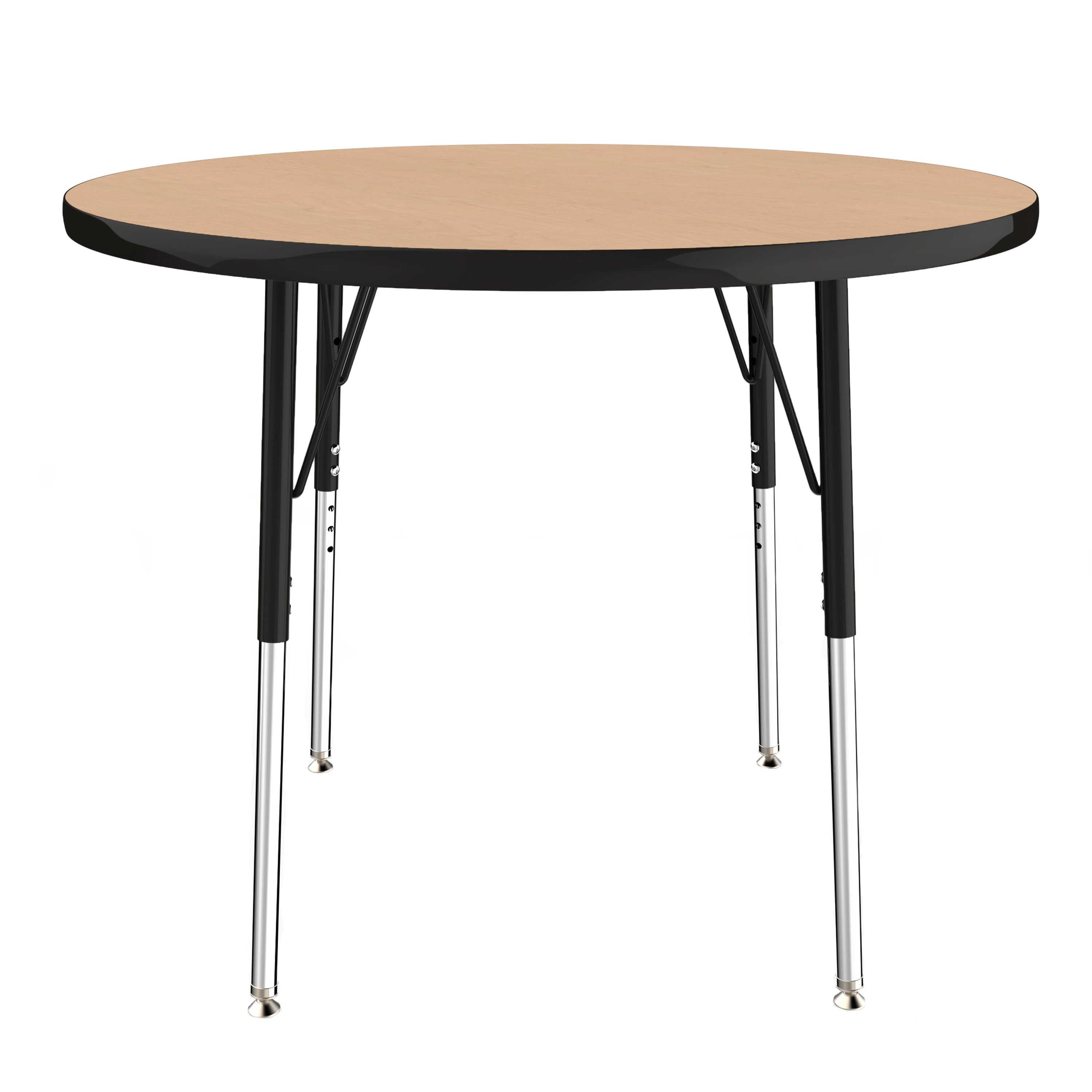 36" Round Thermofused Activity Table with Adjustable Standard Swivel Glide Legs - Maple/Black