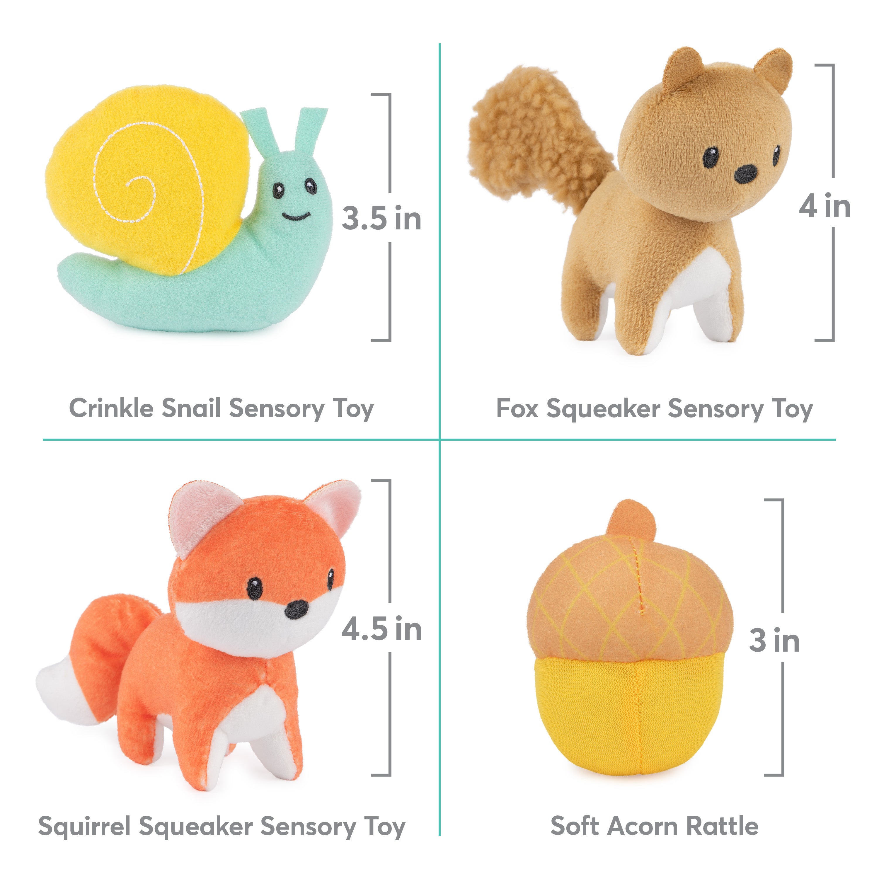 Baby GUND Play Soft My Woodland Friends 5-Piece Plush Playset with Rattle, Squeaker & Crinkle Plush Toys, Sensory Toy for Babies & Newborns, 7.5”