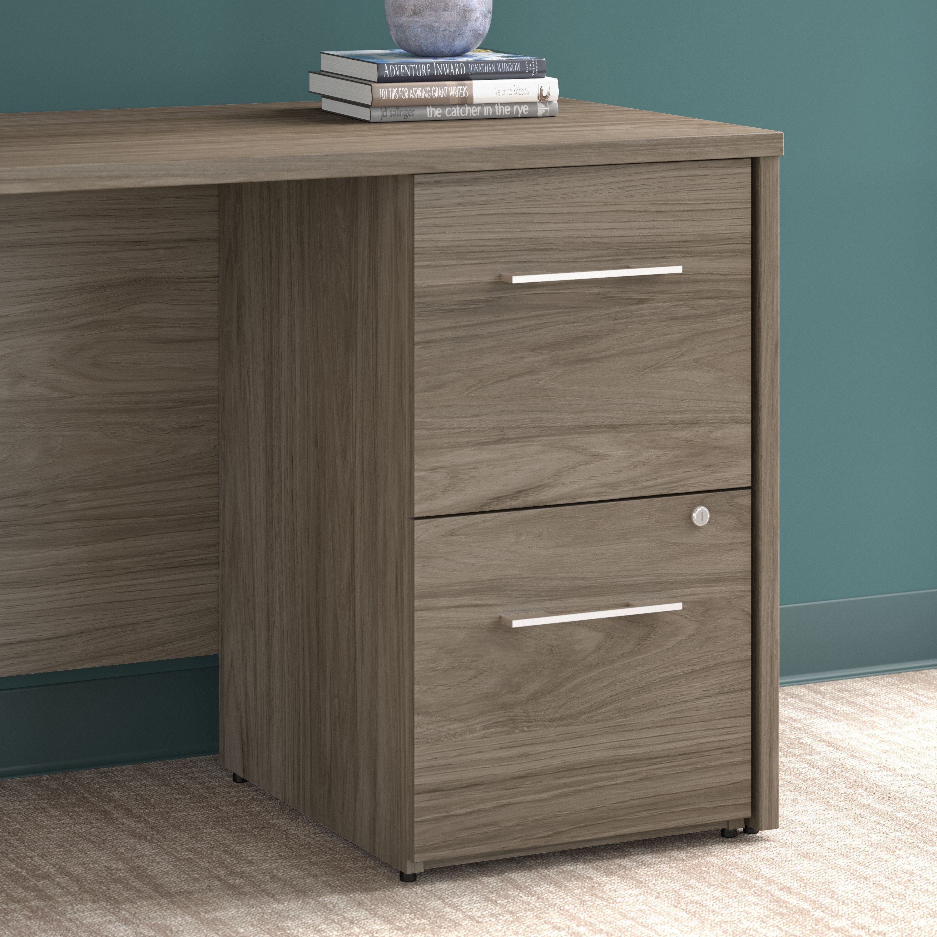 Bush Business Furniture Office 500 16W 2 Drawer File Cabinet in Modern Hickory - Assembled - 15.75" Width x 20.35" Depth x 28.84" Height