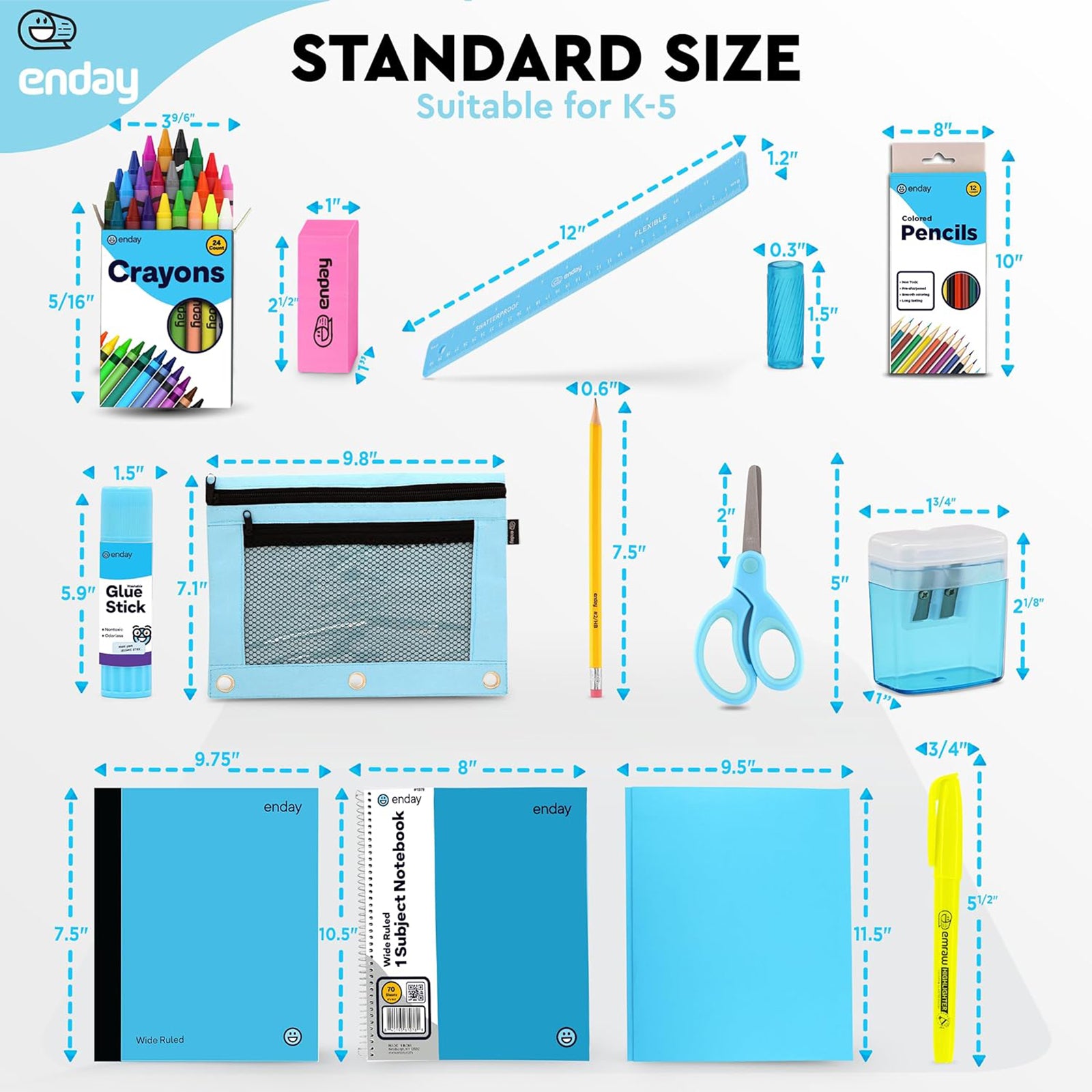 School Supply Kit, Blue, 71-Piece Set