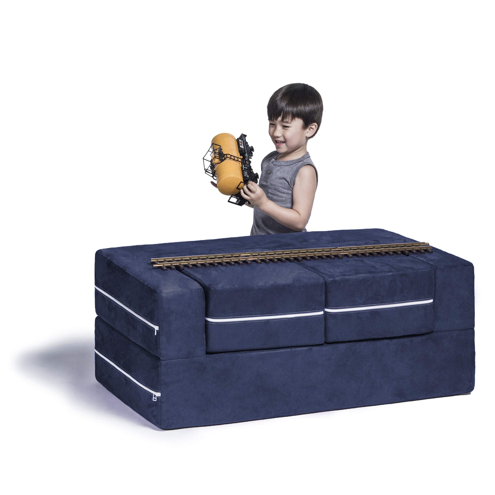 Jaxx Zipline Kids Modular Loveseat & Ottomans/Fold Out Lounger, Navy