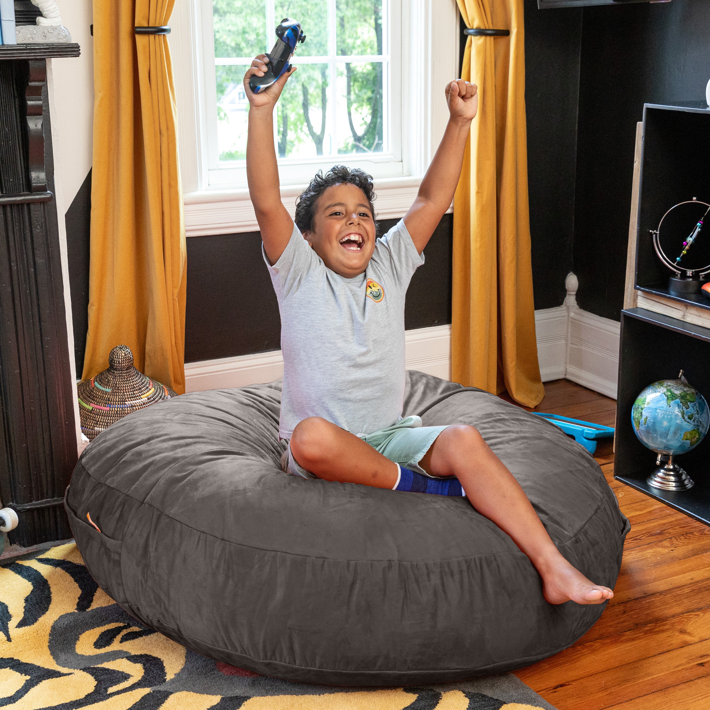 Jaxx Cocoon 4 Foot Bean Bag Chair and Crash Pad, Charcoal