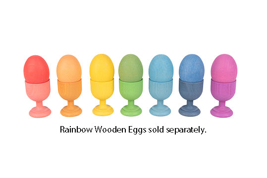 Rainbow Wooden Egg Cups - Set of 7 colors