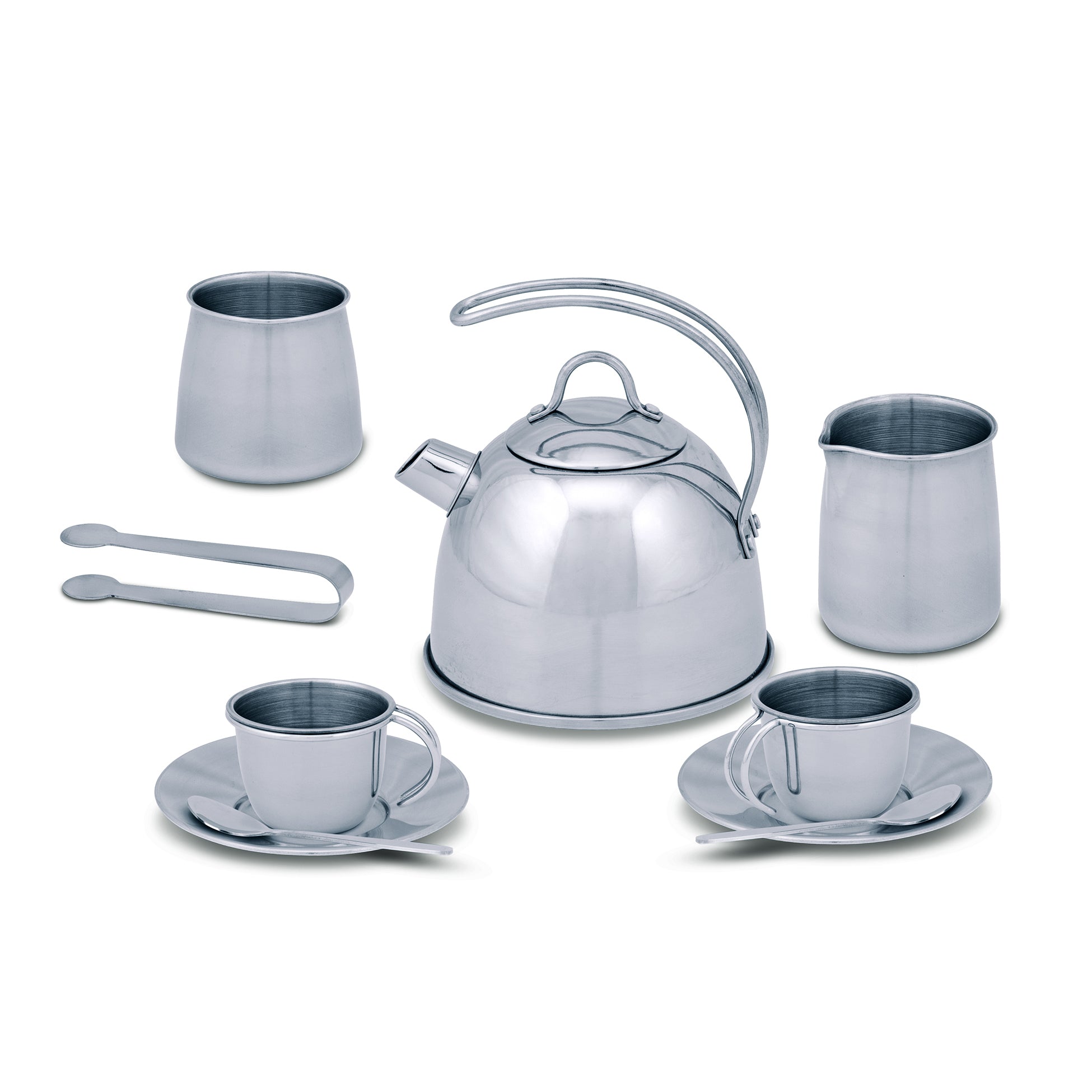Stainless Steel Tea Set and Storage Stand, 11 Pieces