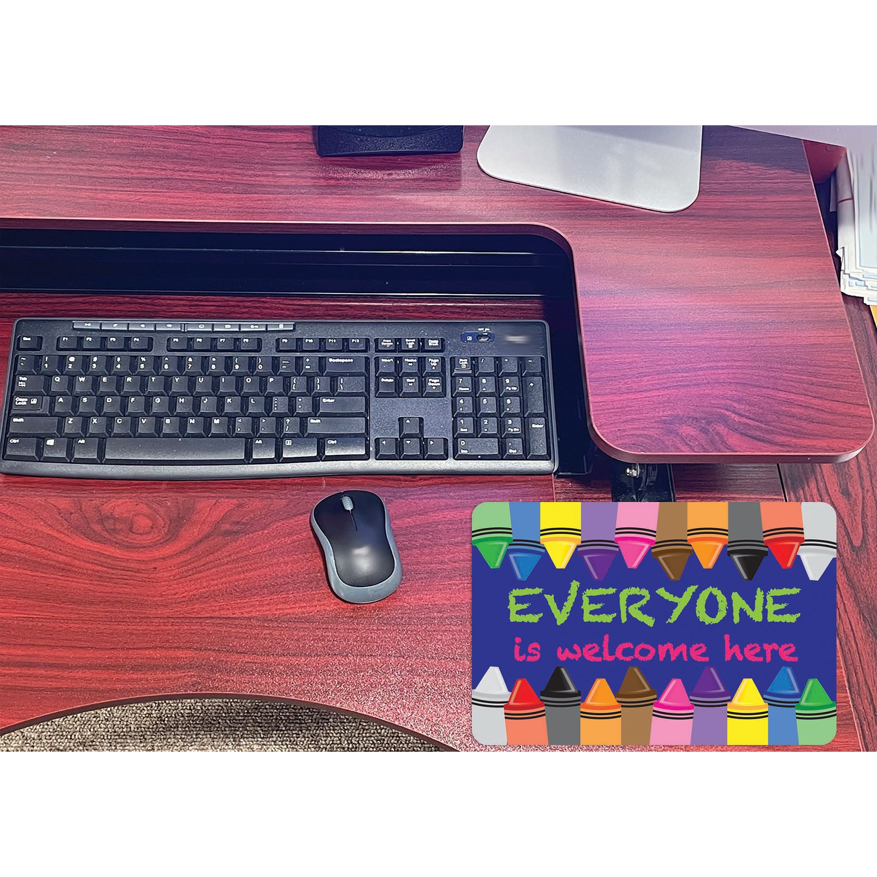 Computer Mouse Pad, 8" x 10", Everyone is Welcome Here, Crayons
