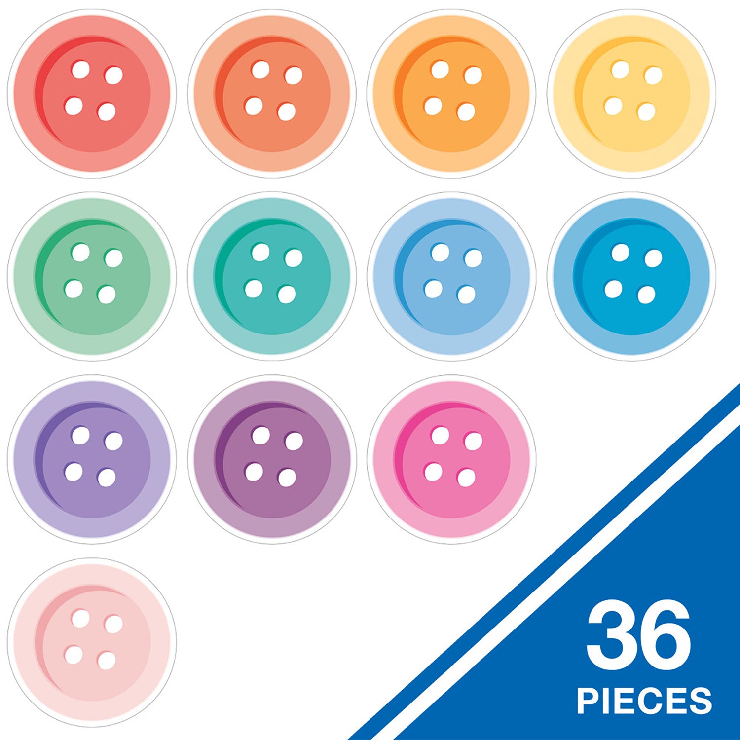 Crafty and Cool Buttons Cutouts, Pack of 36