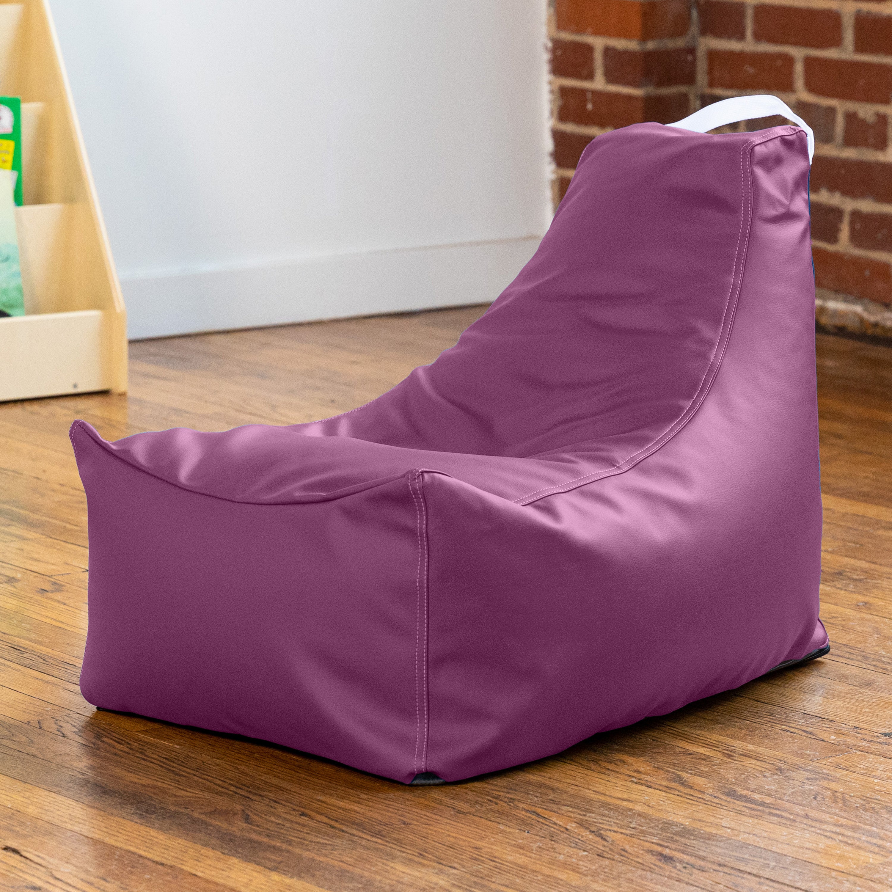 Jaxx Pezzi Jr Kids Classroom Bean Bag Chair, Premium Vinyl, Purple