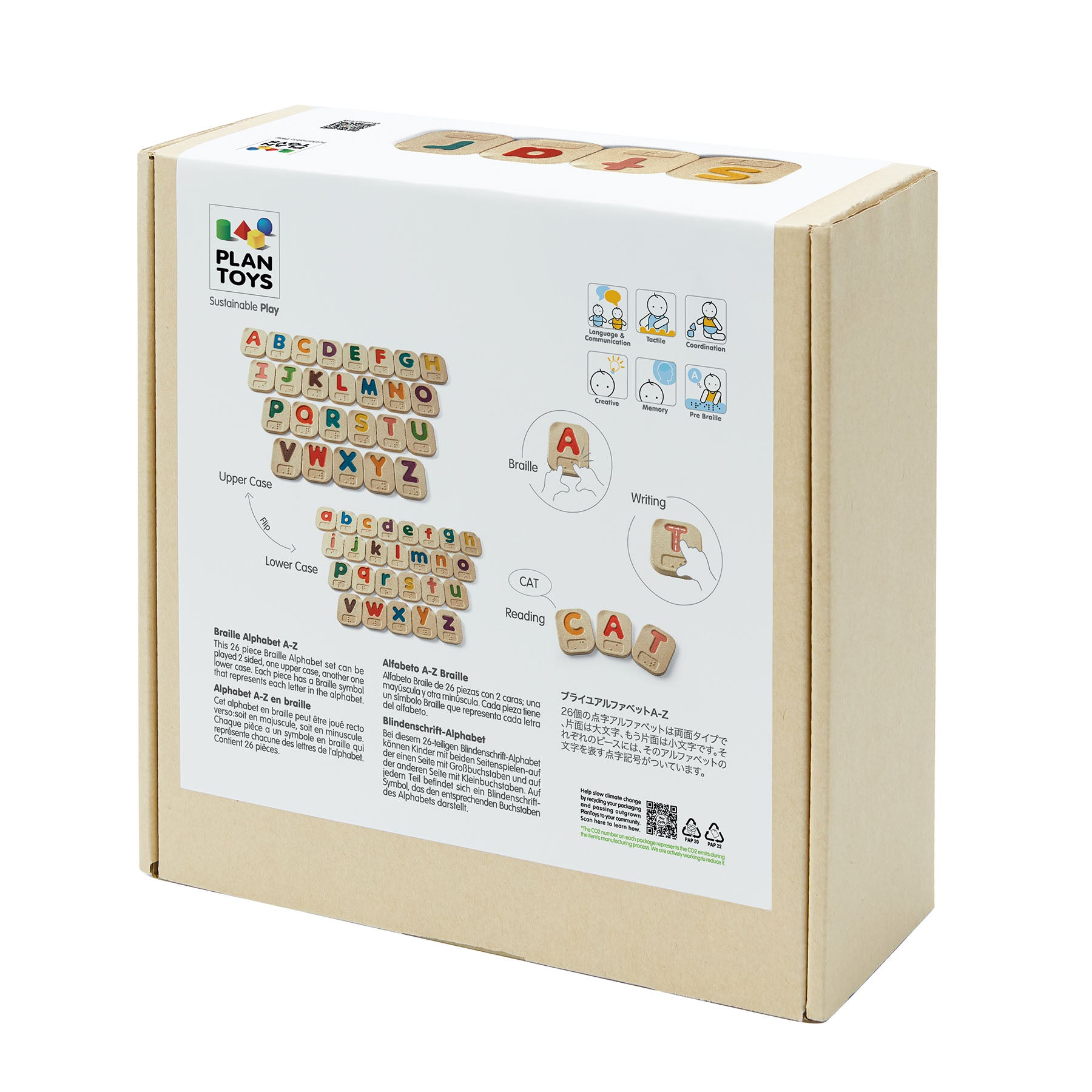 Wooden Braille Alphabet A-Z Tiles