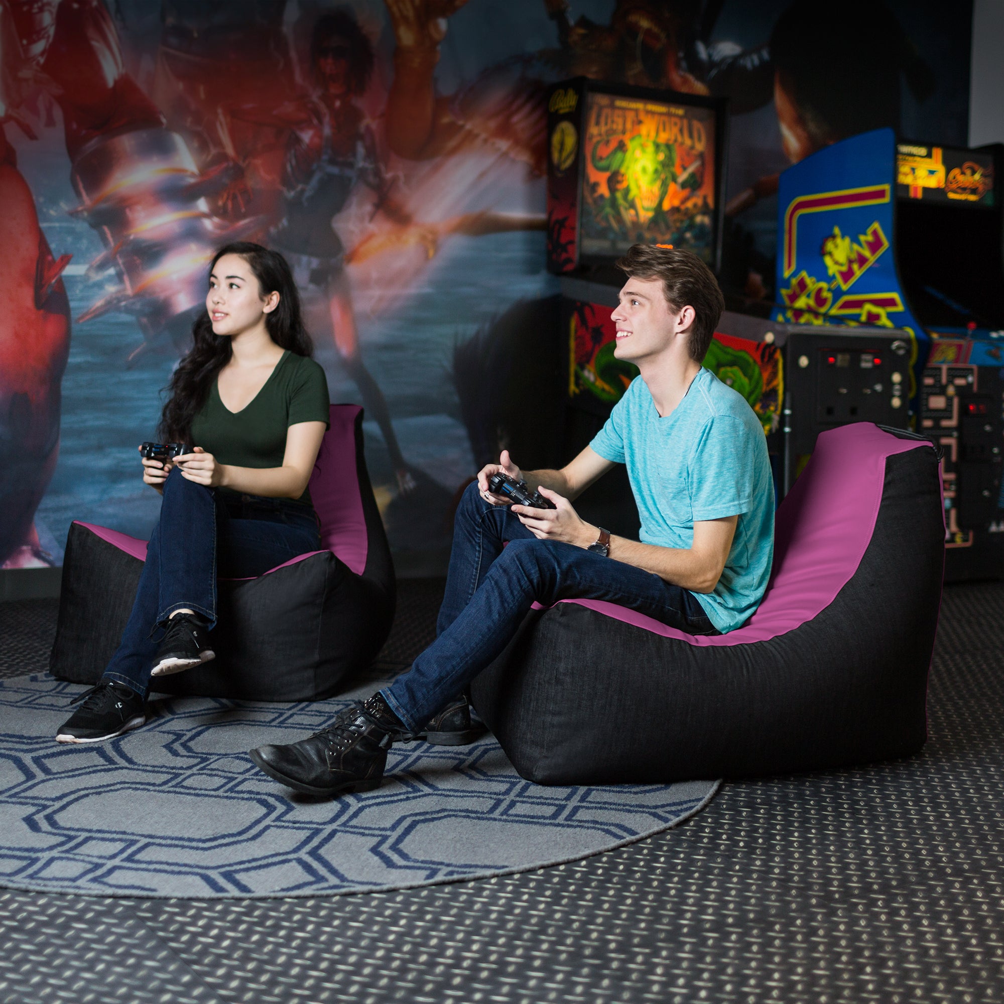 Jaxx Pixel Gamer Chair - Game Room / Home Theater Bean Bag Chair, Purple