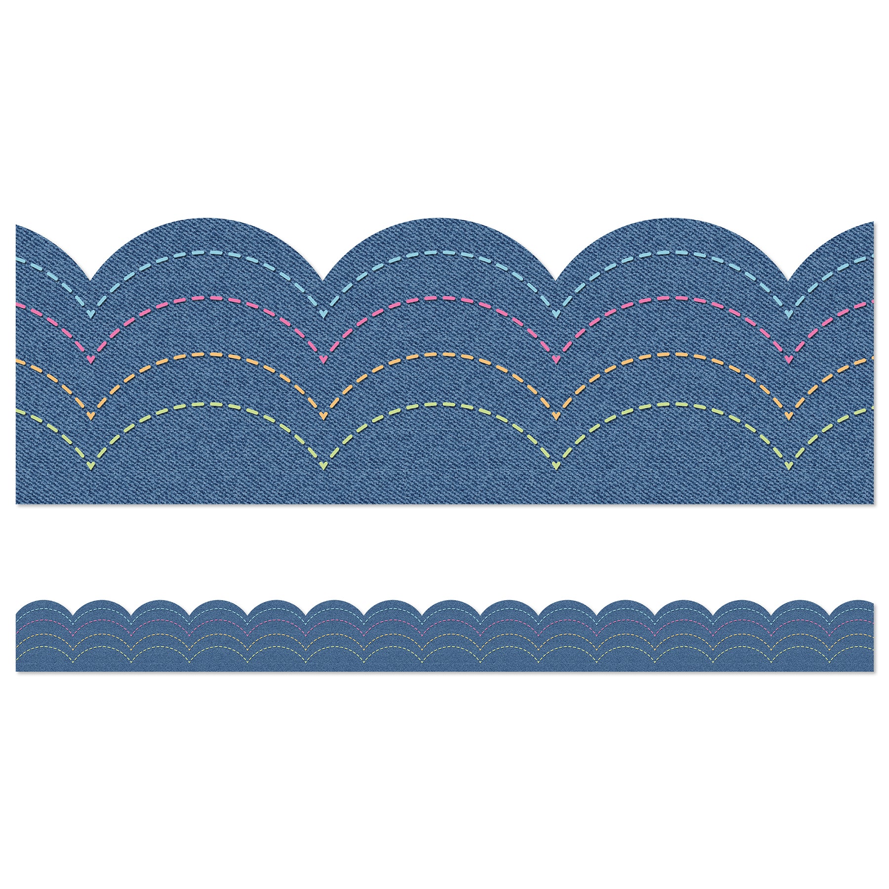 Crafty and Cool Denim Scalloped Bulletin Board Borders, 39 Feet Per Pack, 3 Packs