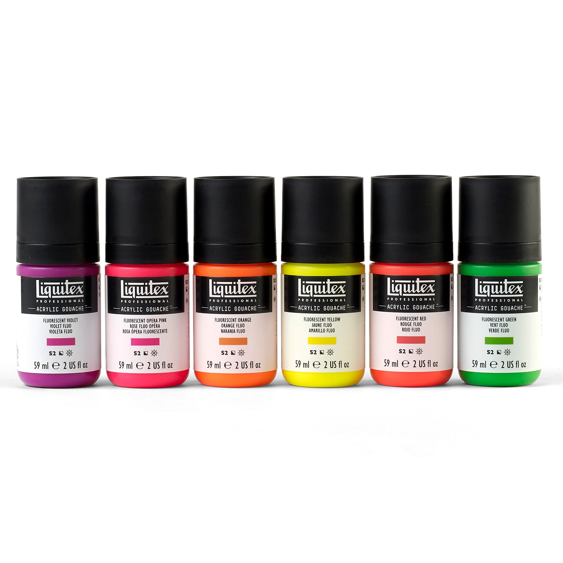 Acrylic Gouache - 6 x 59ml Set - Fluorescents