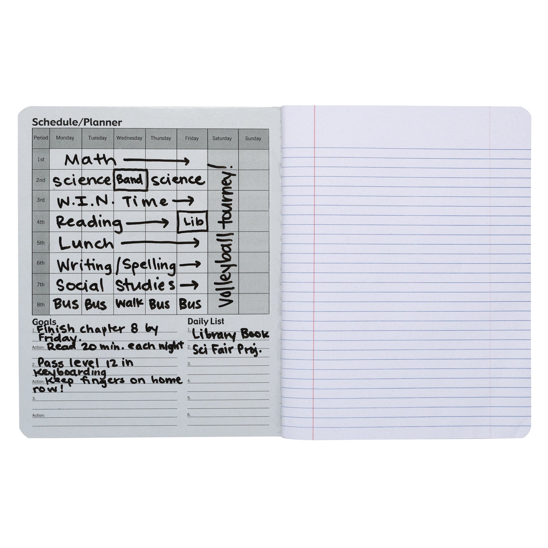 Composition Book, Black Marble, 9/32 in ruling with red margin 9-3/4" x 7-1/2", 100 Sheets