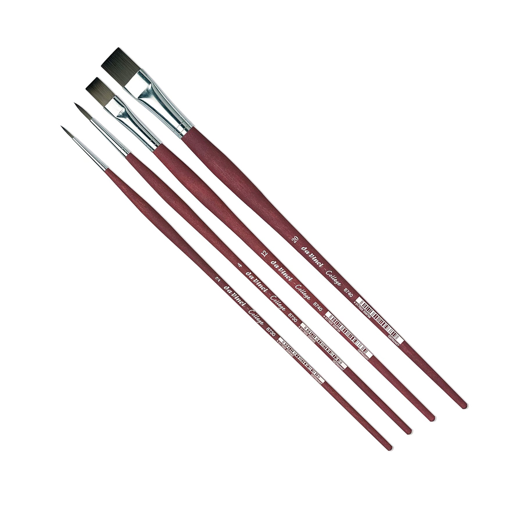 COLLEGE Student Brush, Synthetic, Acrylic & Oil, Assorted, 4 Brush Set in Bamboo Carrier