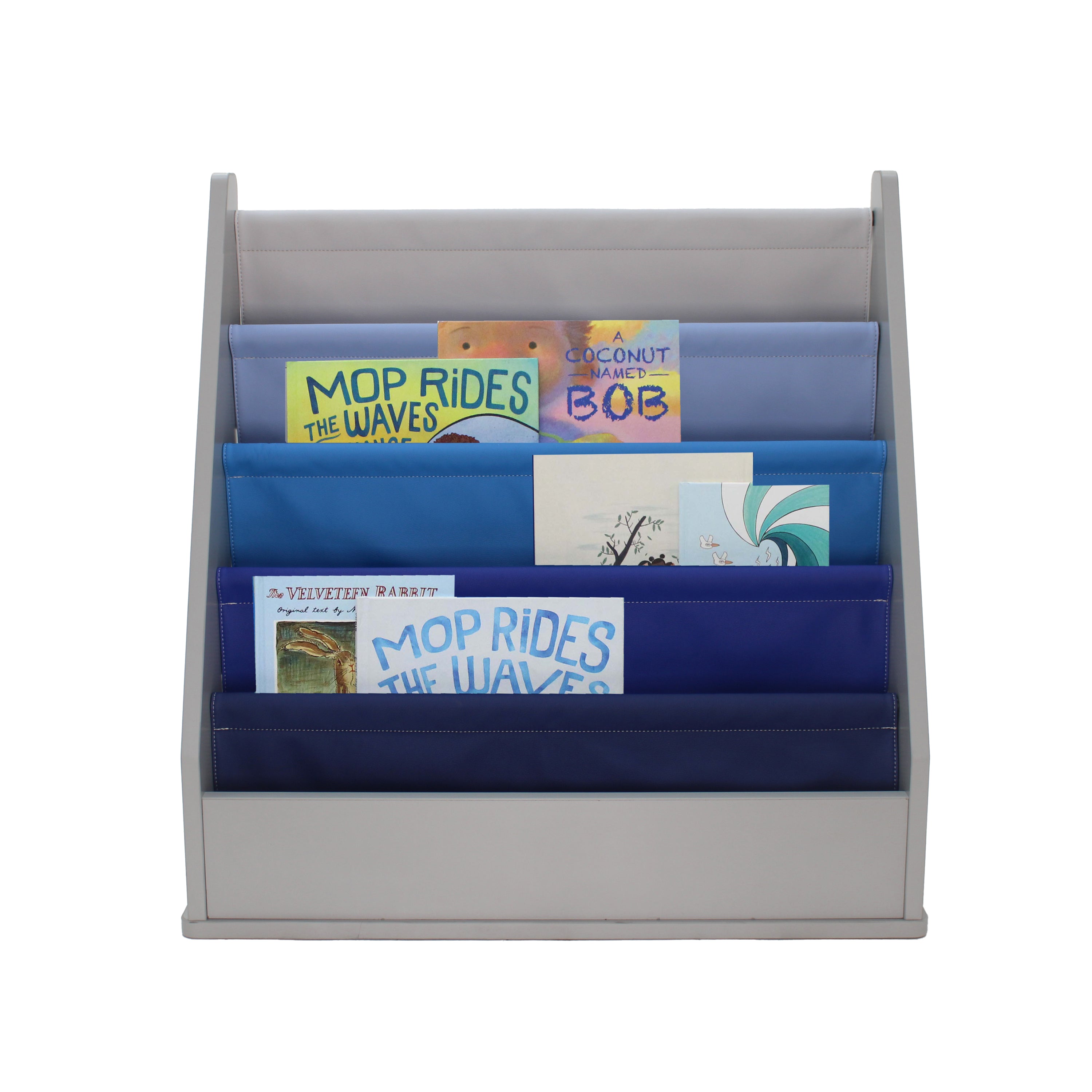 Laminate Sling Book Display - Gray/Navy/Powder Blue