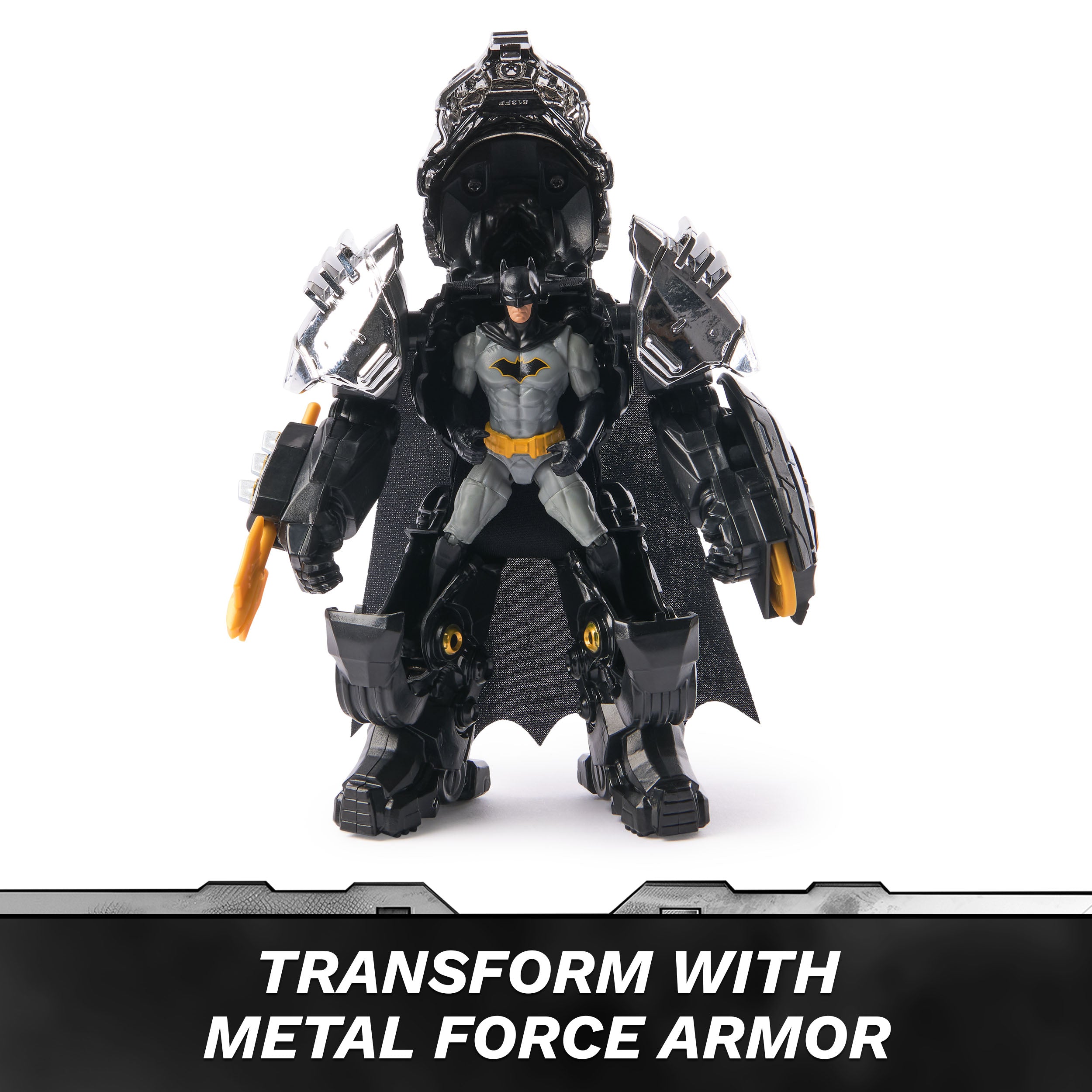 DC Comics, Metal Force Batman Action Figure, 6-Inch with 4-Inch Mini Figure, Built-in Blaster and Armor Suit, Super Hero Kids Toys for Boys and Girls Ages 4 and Up