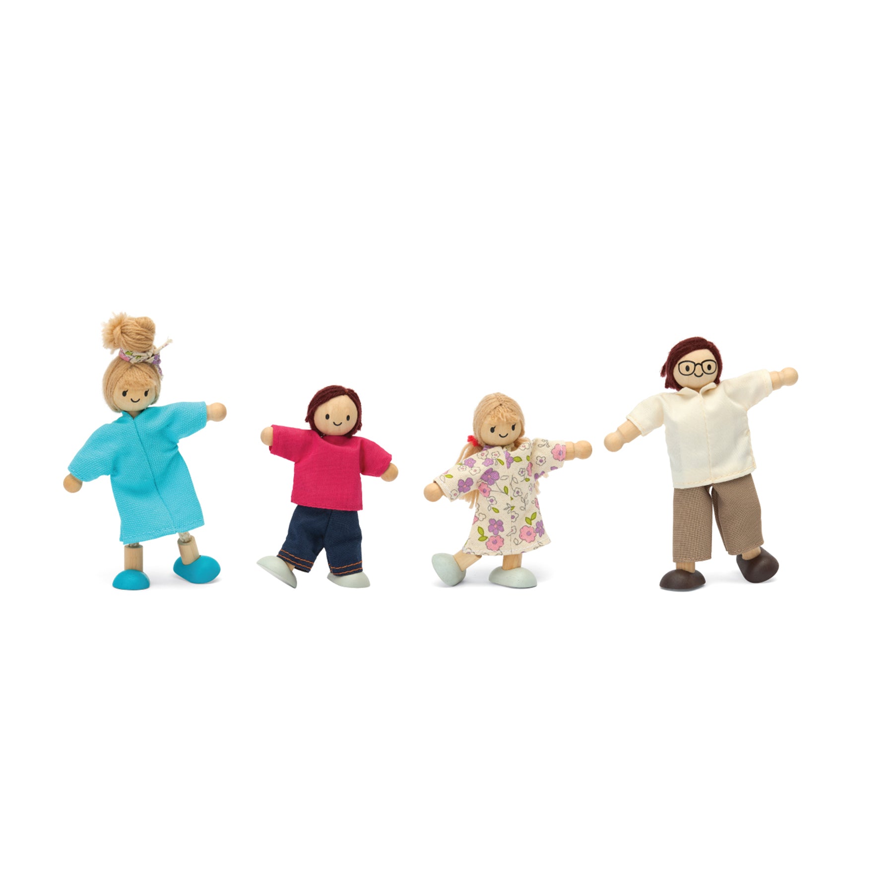 Wooden Doll Family - Light Skin Tone & Brown Hair