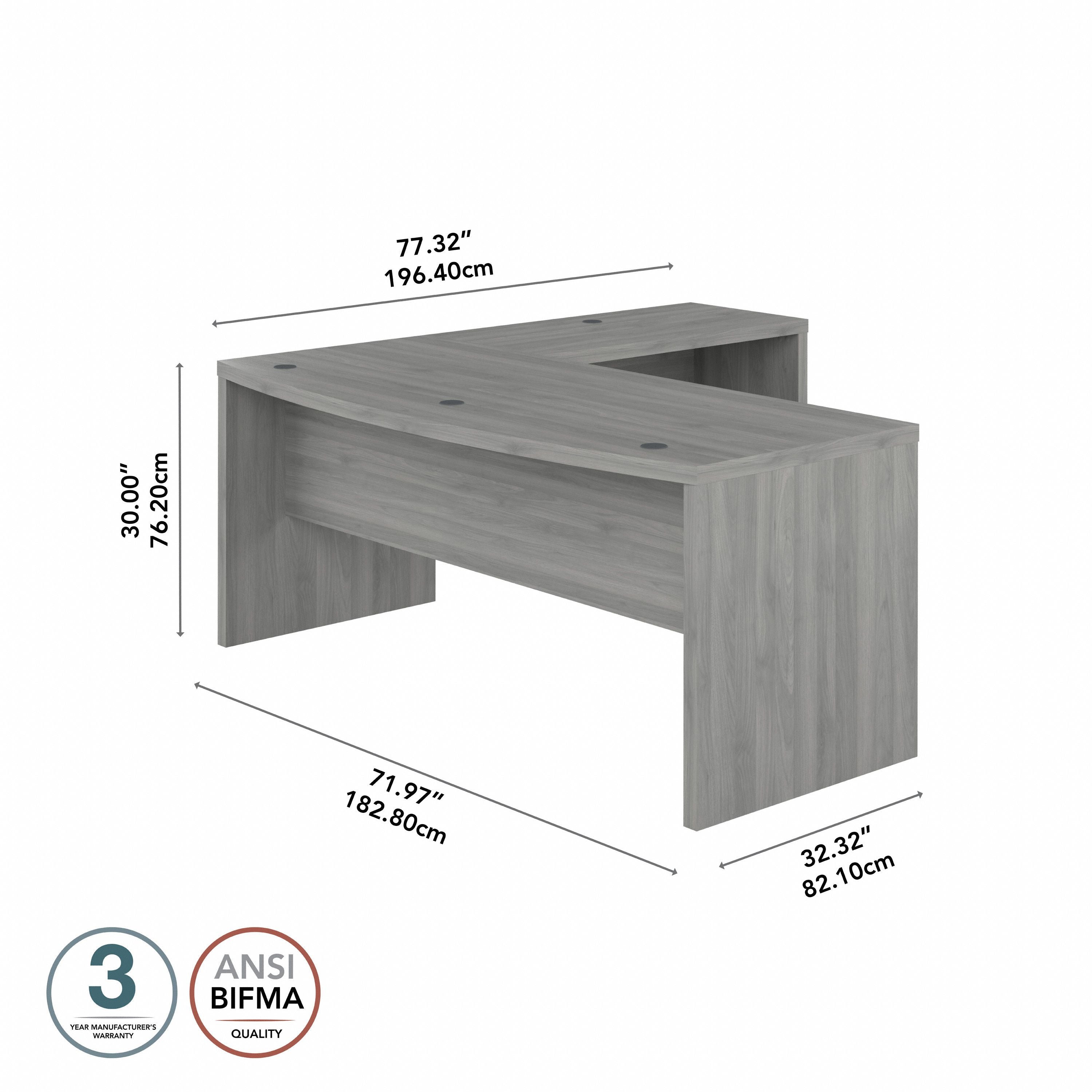Bush Business Furniture Echo 72W Bow Front L Shaped Desk in Modern Gray - 71.97" Width x 77.32" Depth x 30" Height
