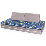 Jaxx Playscape - Imaginative Modular Furniture Playset/Sofa - Fun Kids Patterns (Space / Platinum)