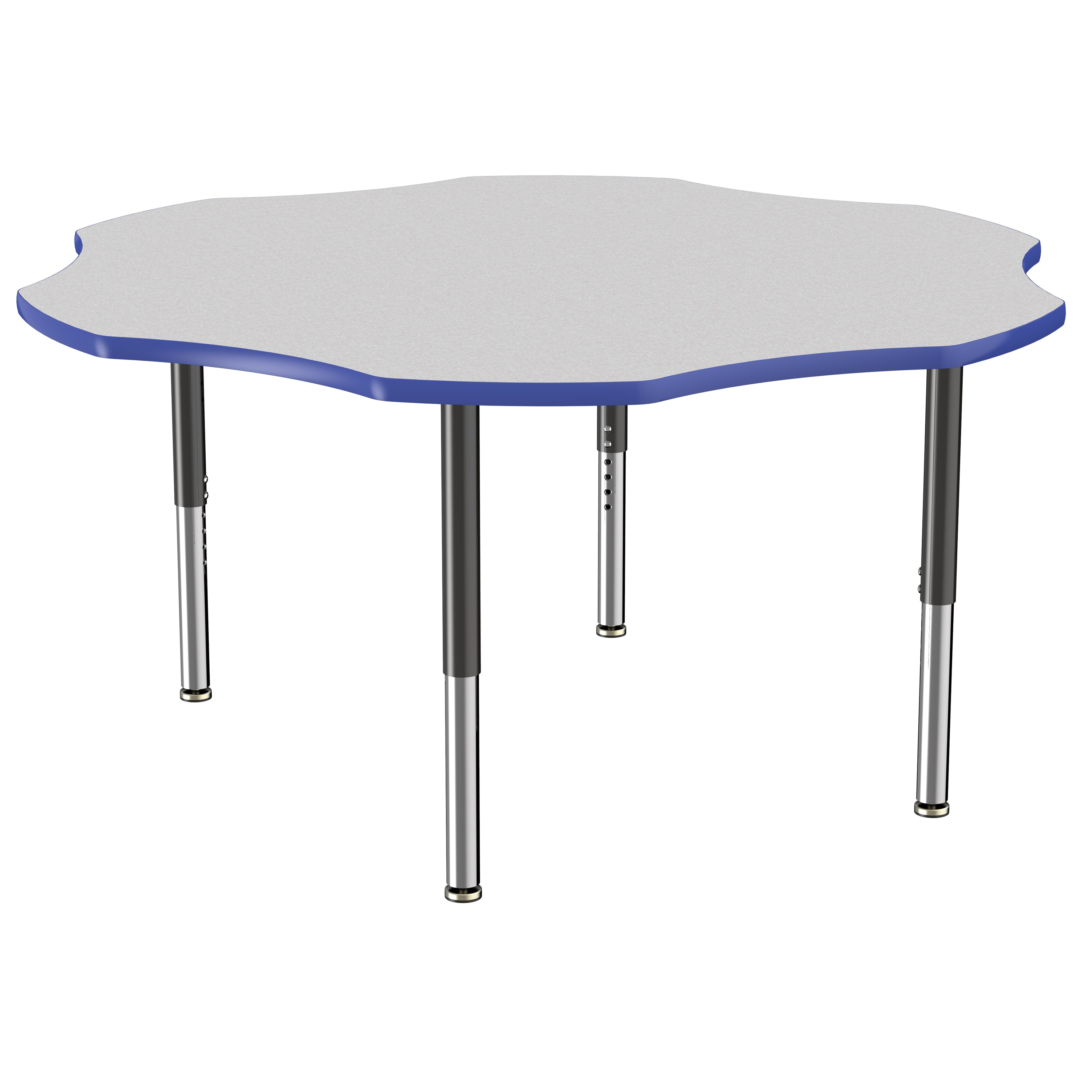 60" x 60" Flower T-Molding Activity Table with Adjustable Super Legs - Gray/Blue/Black
