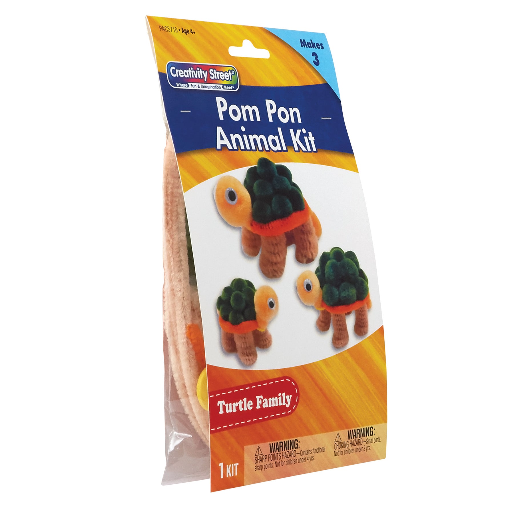 Pom Pon Animal Kit, Turtle Family, Assorted Sizes, 1 Kit Makes 3 Animals