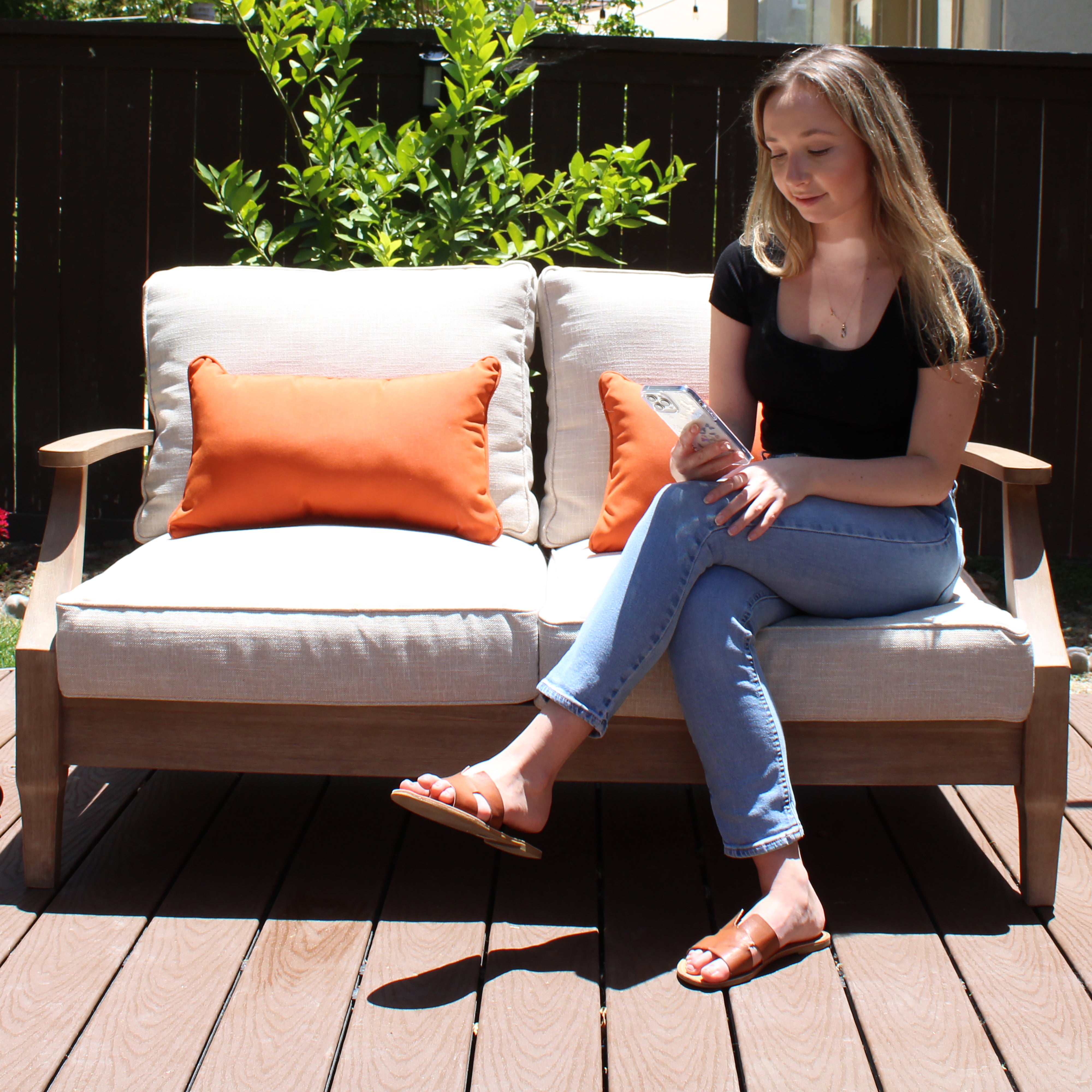 Presidio 12" x 20" Lumbar Indoor/Outdoor Pillow with Piping, 2-Piece - Burnt Orange