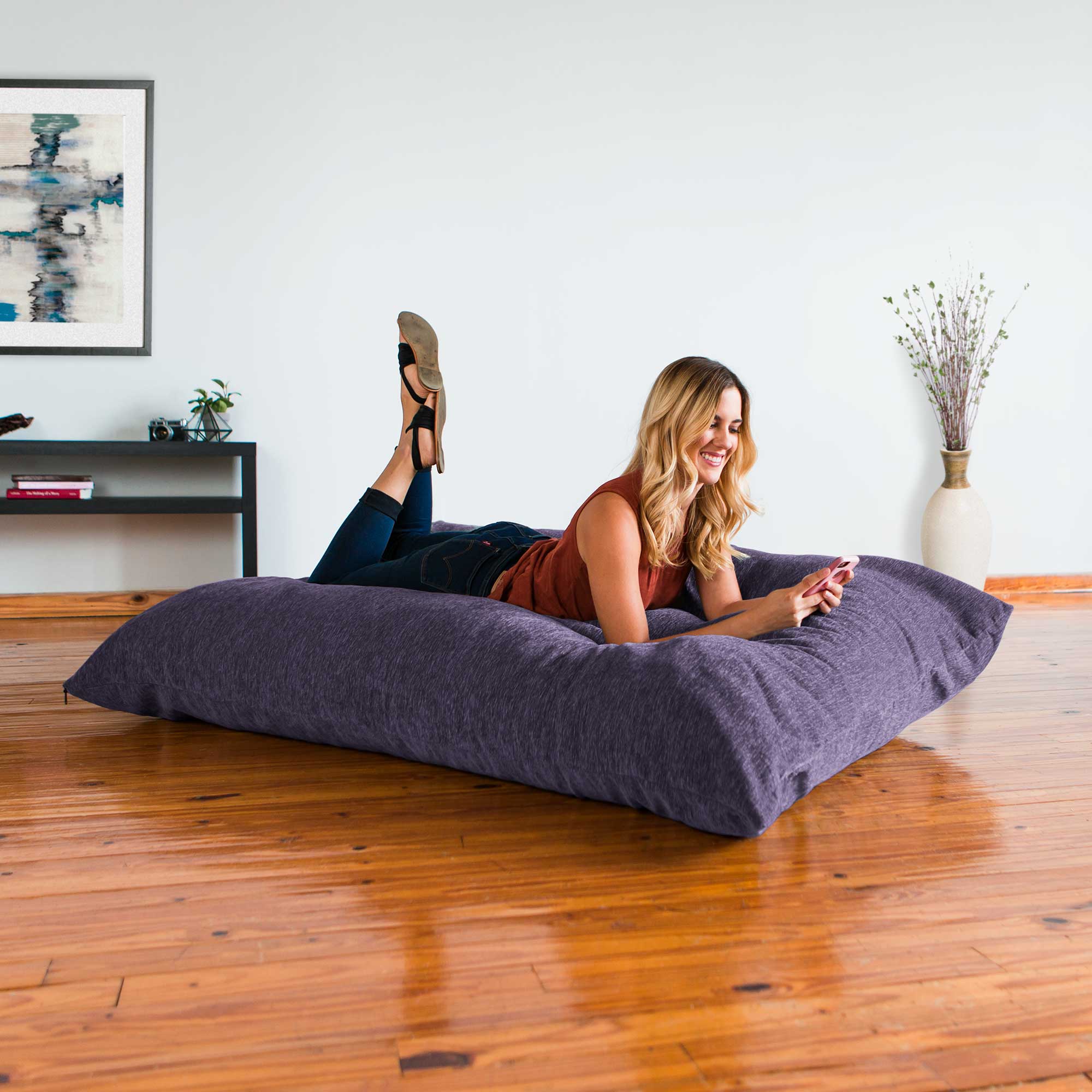 Jaxx 5.5 ft Pillow Saxx Foam Bean Bag Pillow, Premium Chenille Cover, Plum