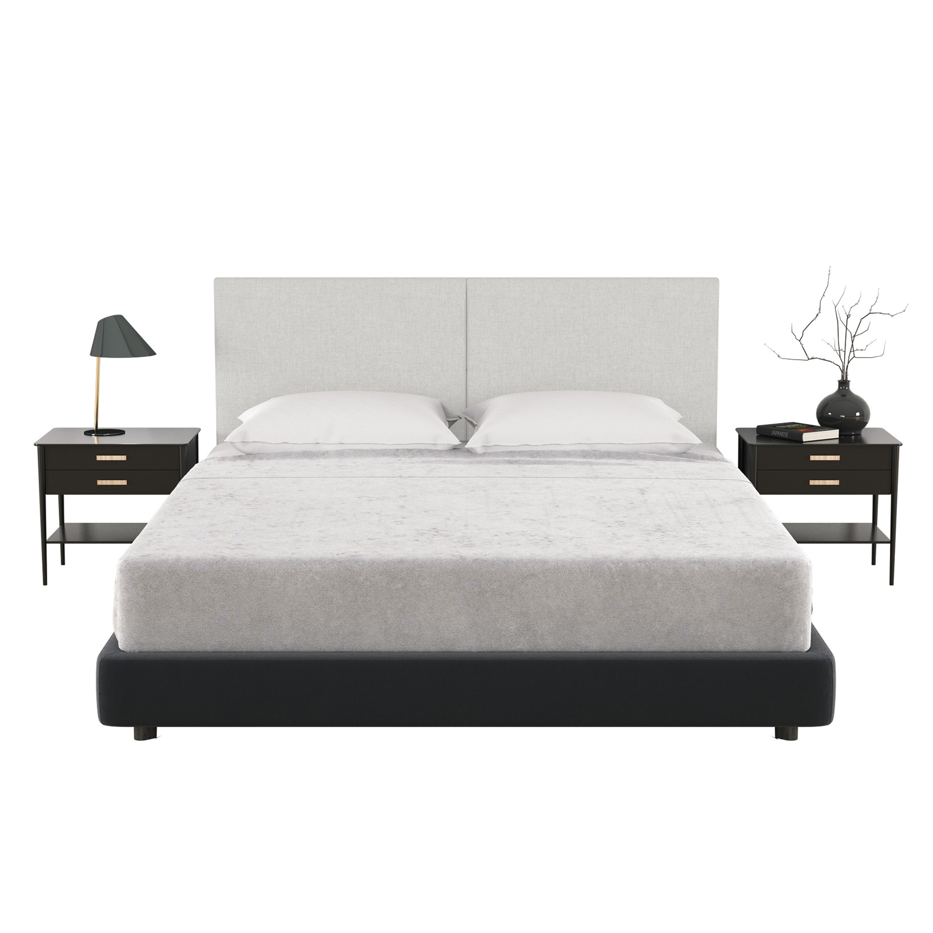 Jaxx Panelist Modern Padded Headboard- Set of 2 Wall Mounted Panels (Each 22.5" x 30")- Queen Double Tall, Microvelvet Limestone Grey