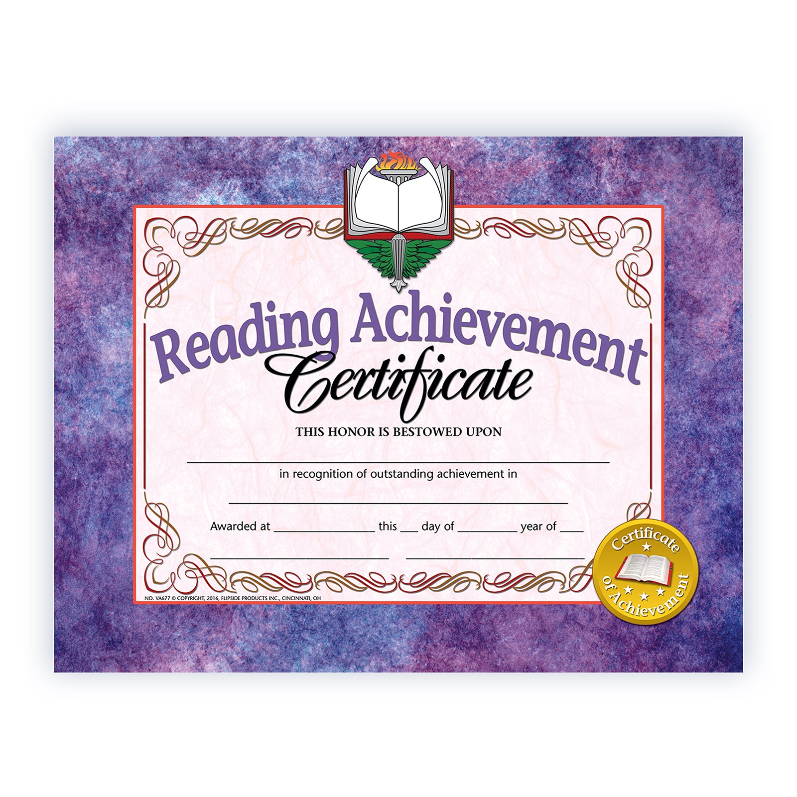 Reading Achievement Certificate, 8.5" x 11", Pack of 30