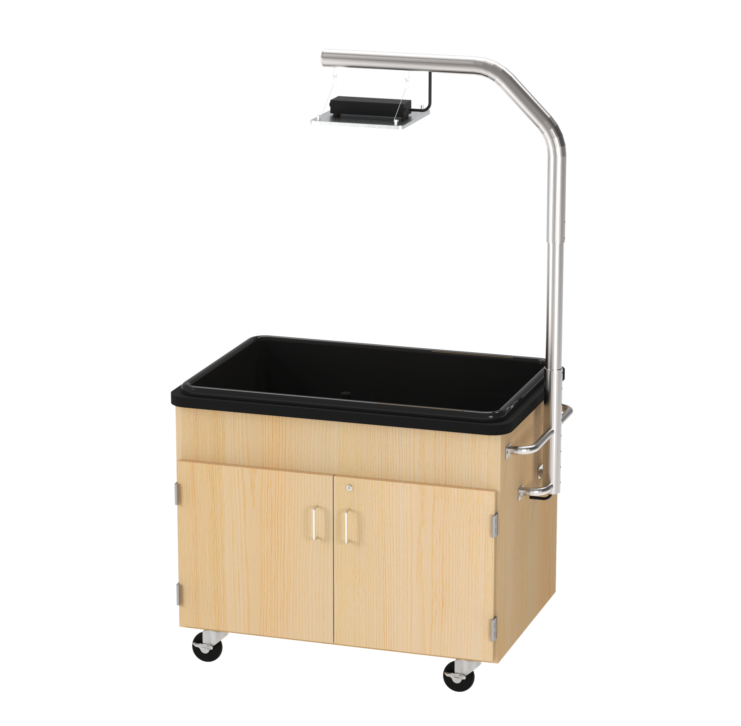 Hydroponics Growing Center, Light Hardwood, Silver Metal