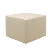 Outdoor 24" Square Ottoman with Sunbrella, 18" H - Fretwork Flax/Spectrum Sand