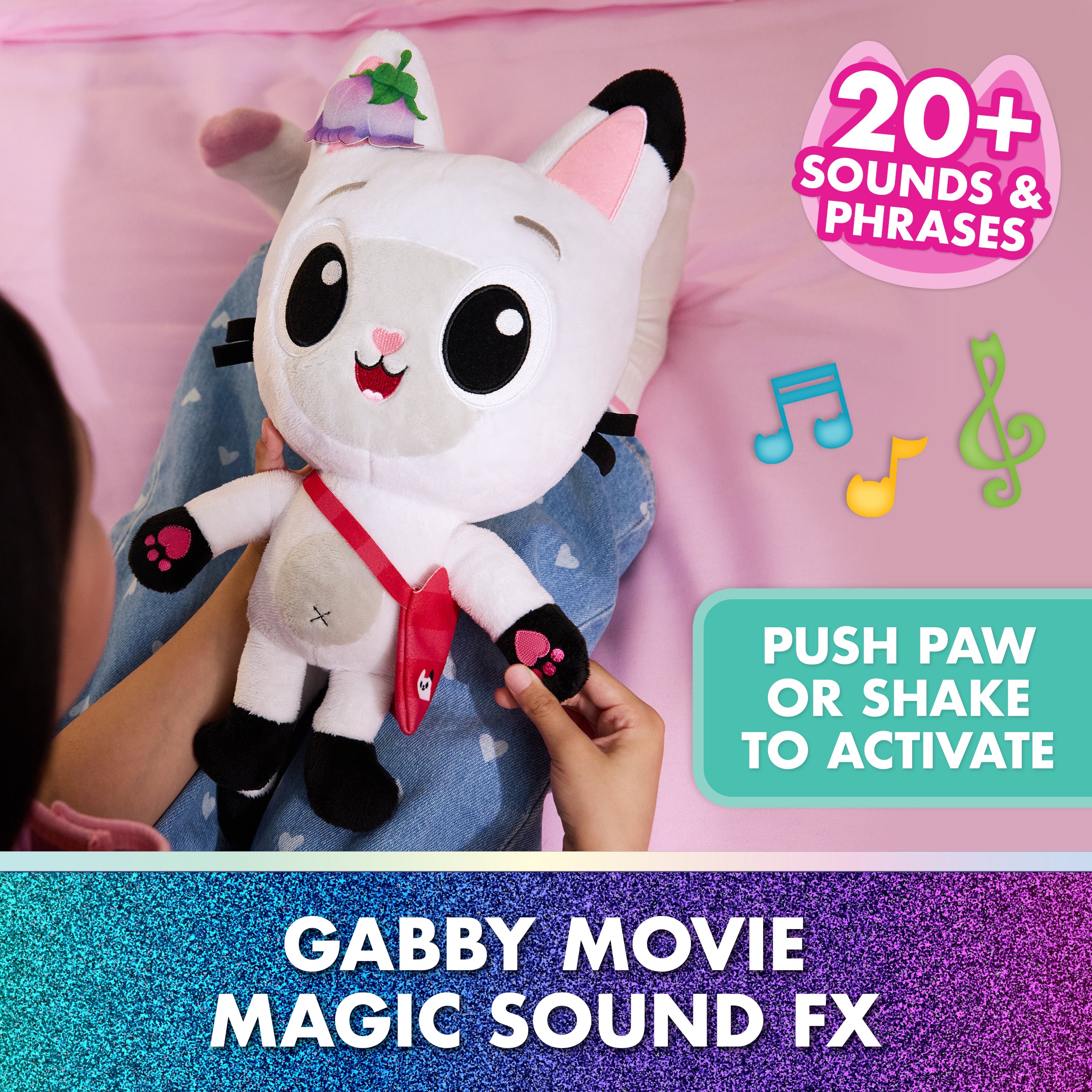Gabby's Dollhouse: The Movie, Meow-mazing Interactive Pandy Paws Plush Toy with 3 Accessories & Removable Bag, Kids Toys for Girls & Boys Ages 3 and Up