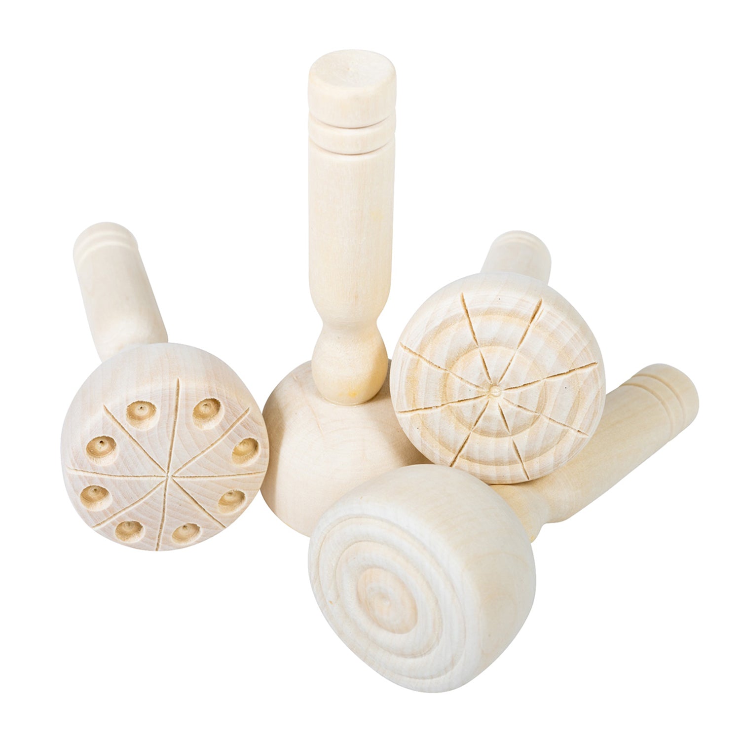 Wooden Dough Stampers, 4 Per Set, 3 Sets