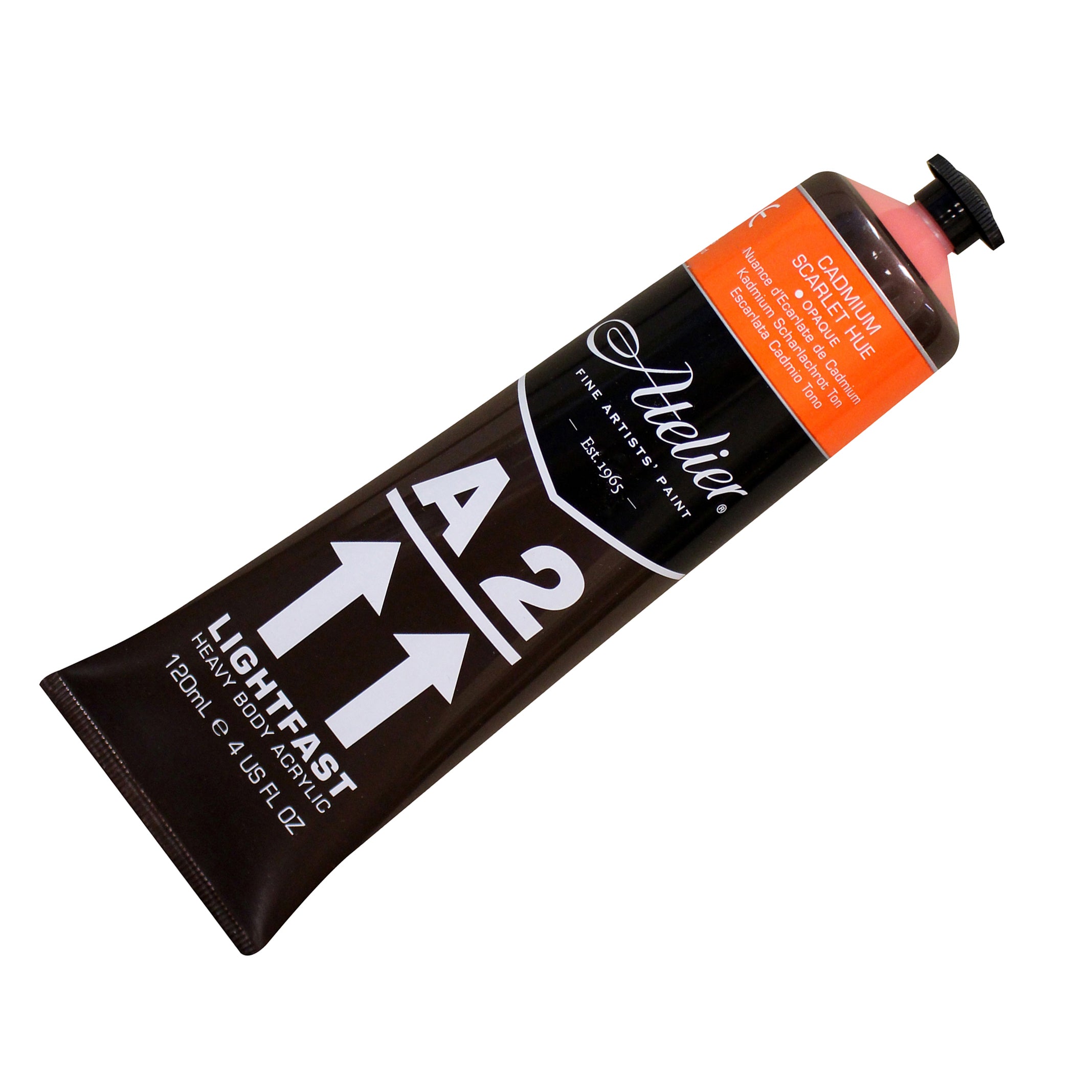 A2 Heavy Body Lightfast Artist Acrylic, 4 oz., Cadmium Scarlet Hue