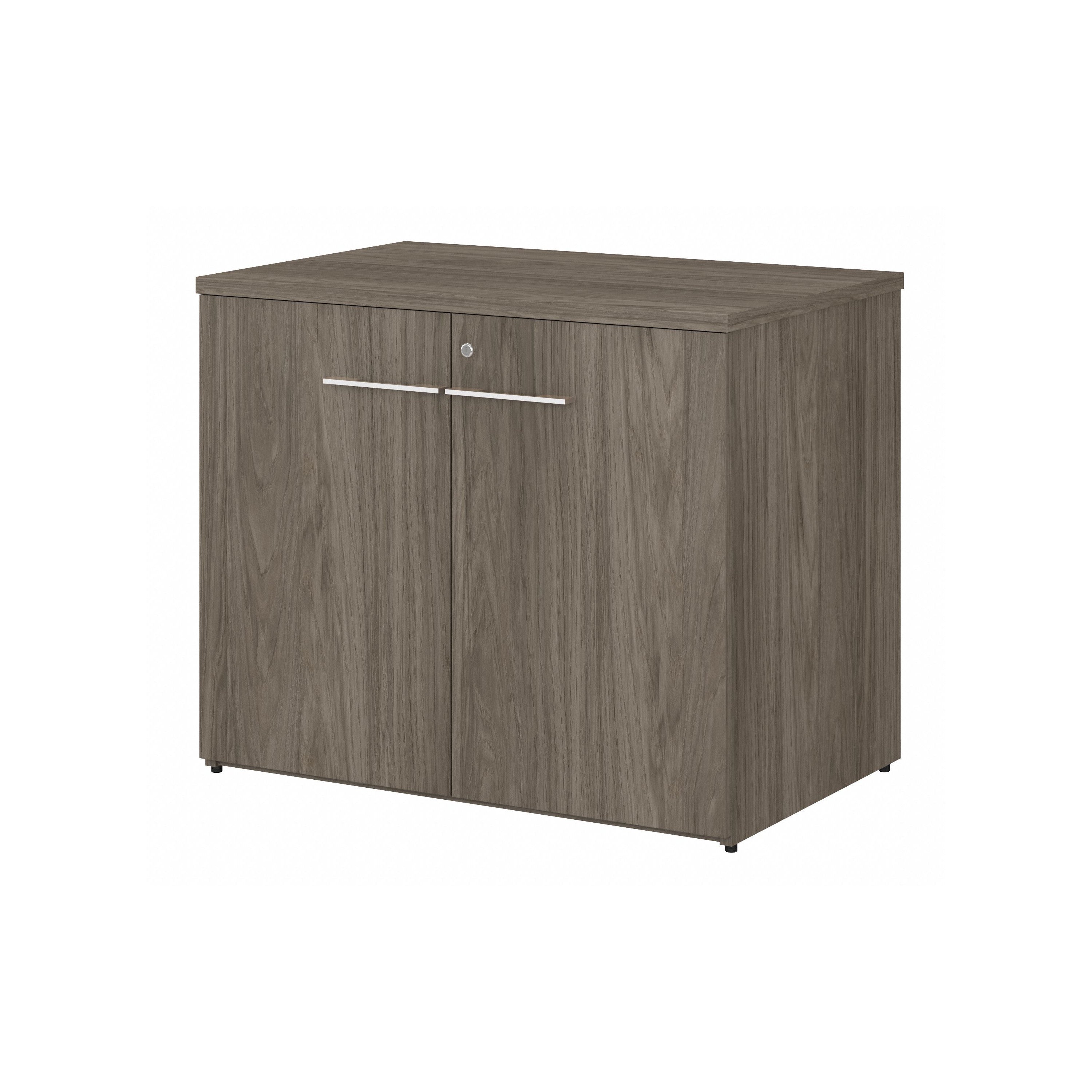 Bush Business Furniture Office 500 36W Storage Cabinet with Doors in Modern Hickory - Assembled - 35.67" Width x 23.35" Depth x 29.82" Height