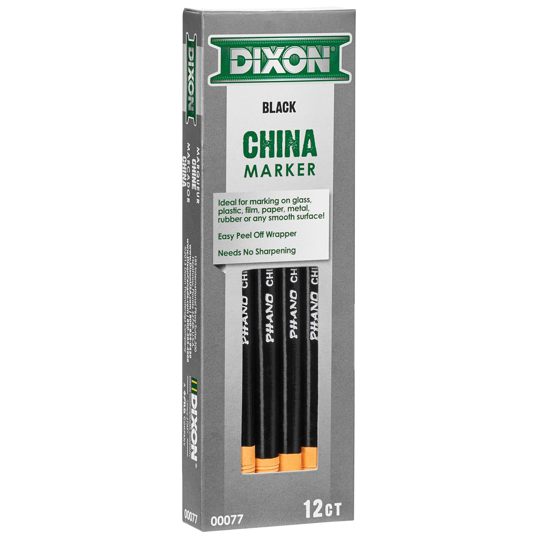 Phano China Markers, Black, Pack of 12