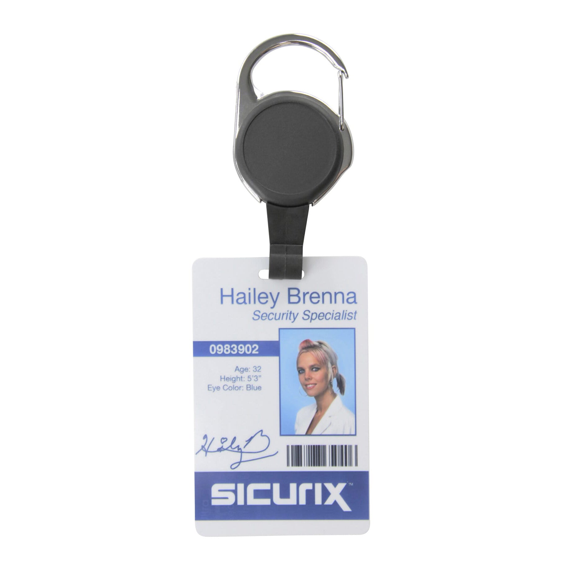No-Twist Carabiner ID Card Reel with Slot Hook, Black