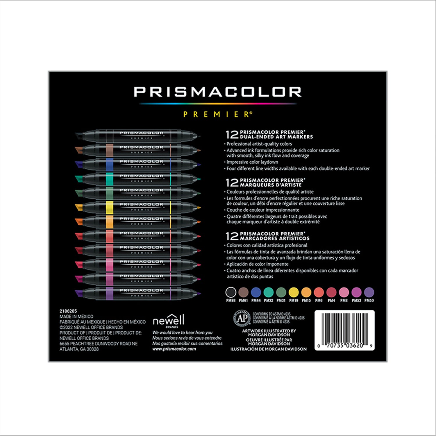 Premier® Dual-Ended Art Markers, Chisel Tip & Fine Tip, Primary Colors, 12 Count