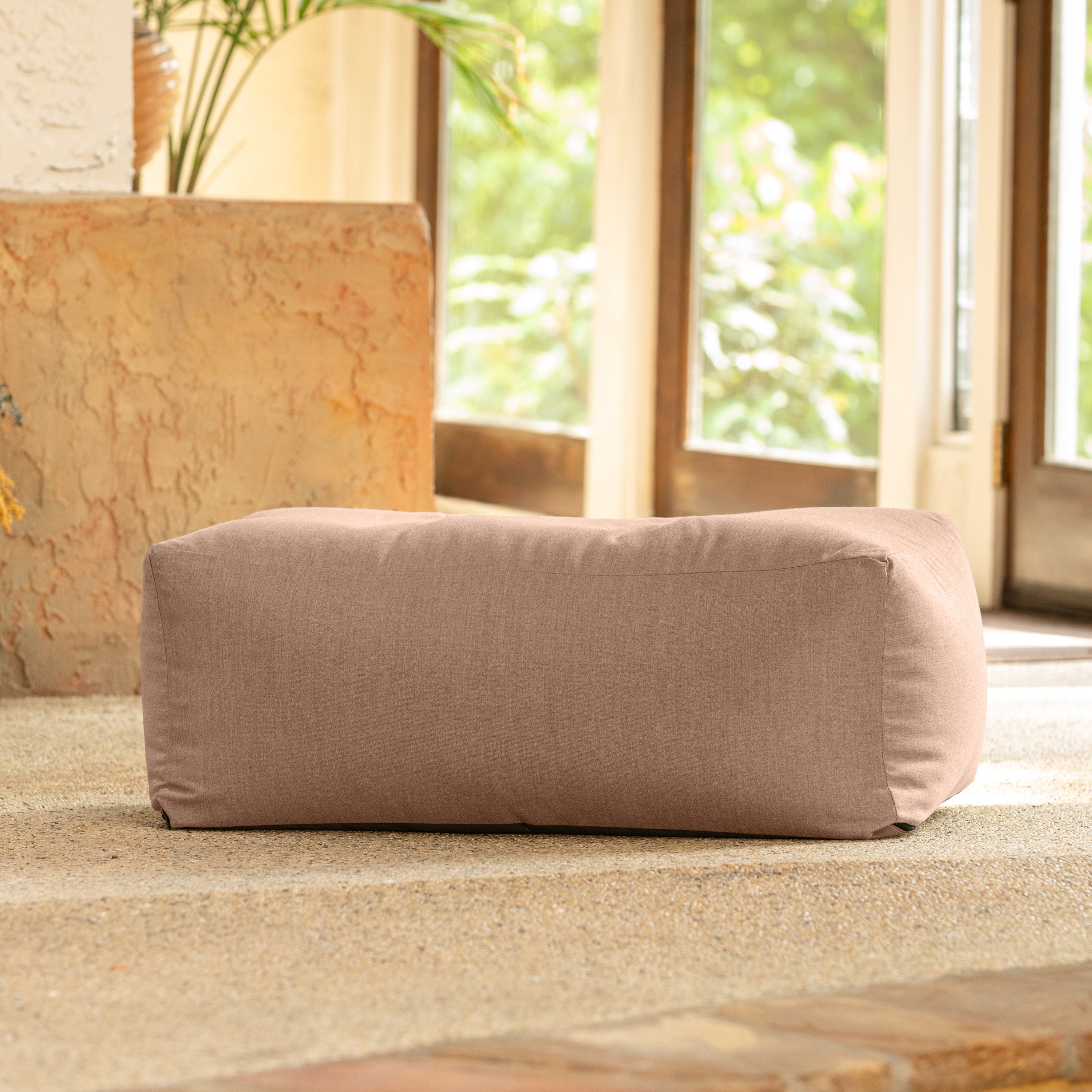 Coza Ottoman - Large Outdoor Pouf & Footrest - Sunbrella, Petal